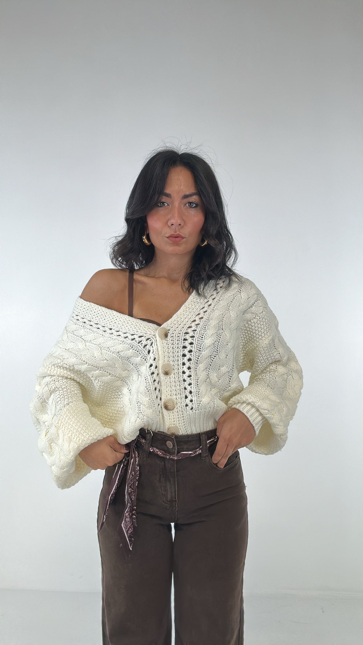 Cardigan TRECCE WIN - PANNA