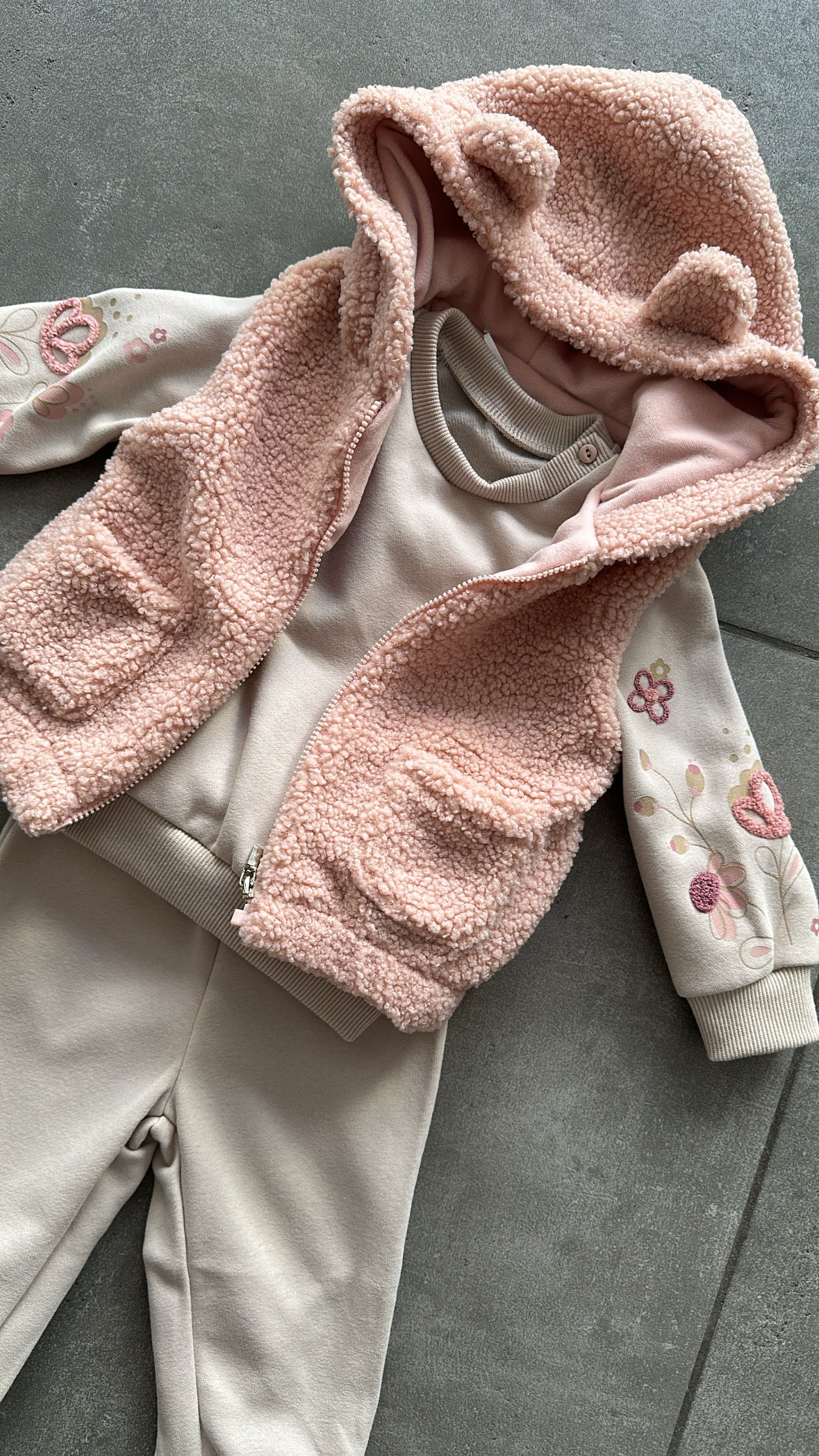Completo CON GIUBBINO TEDDY 12-36M - ROSA