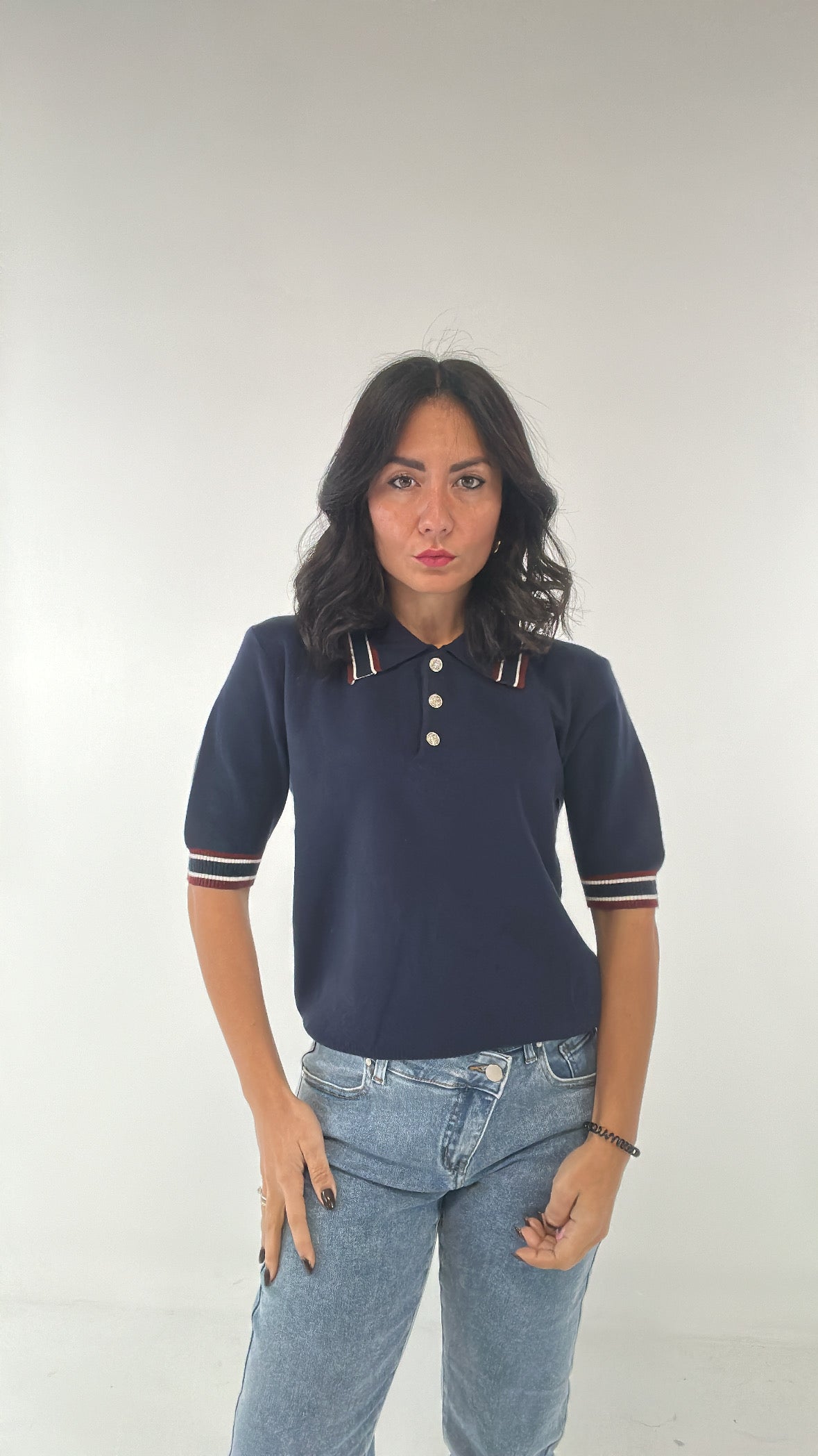 Polo IN MAGLIA PROFILATA - BLU