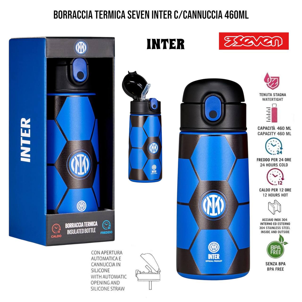 Borraccia TERMICA ACCIAIO - NERO BLU