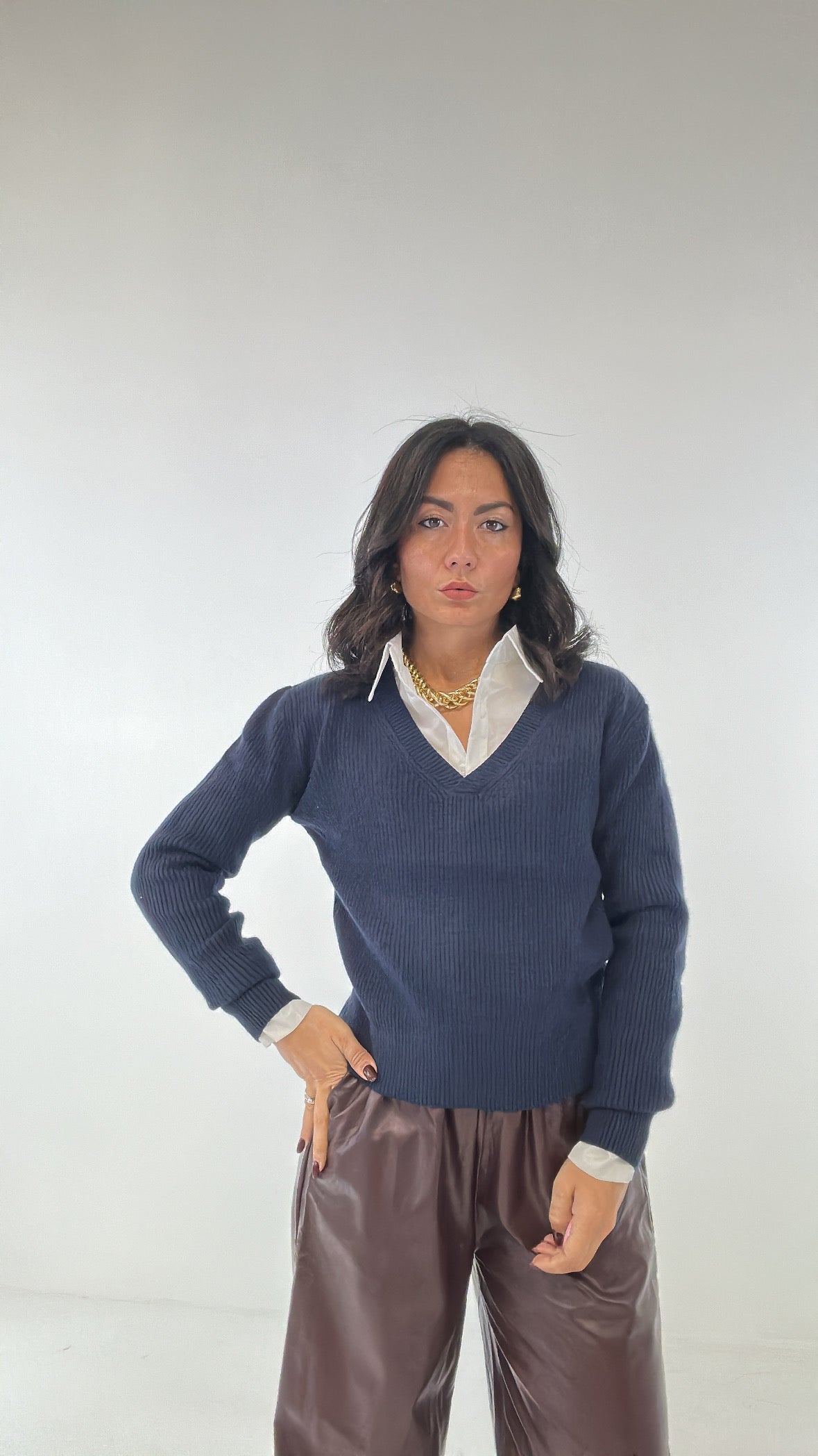 Pull vìV CON CAMICIA - BLU