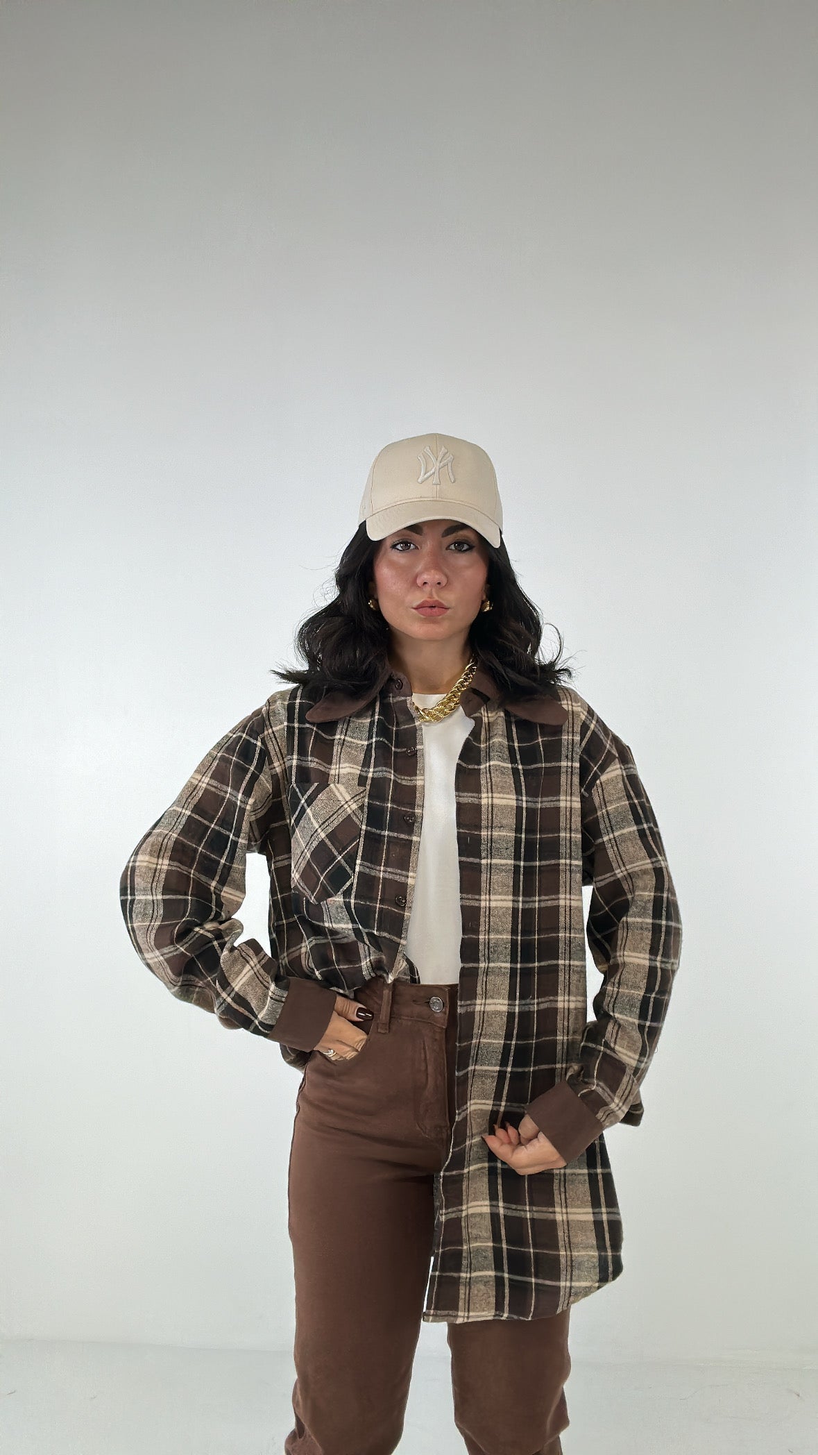 Camicia QUADRI PROFILATA - MARRONE