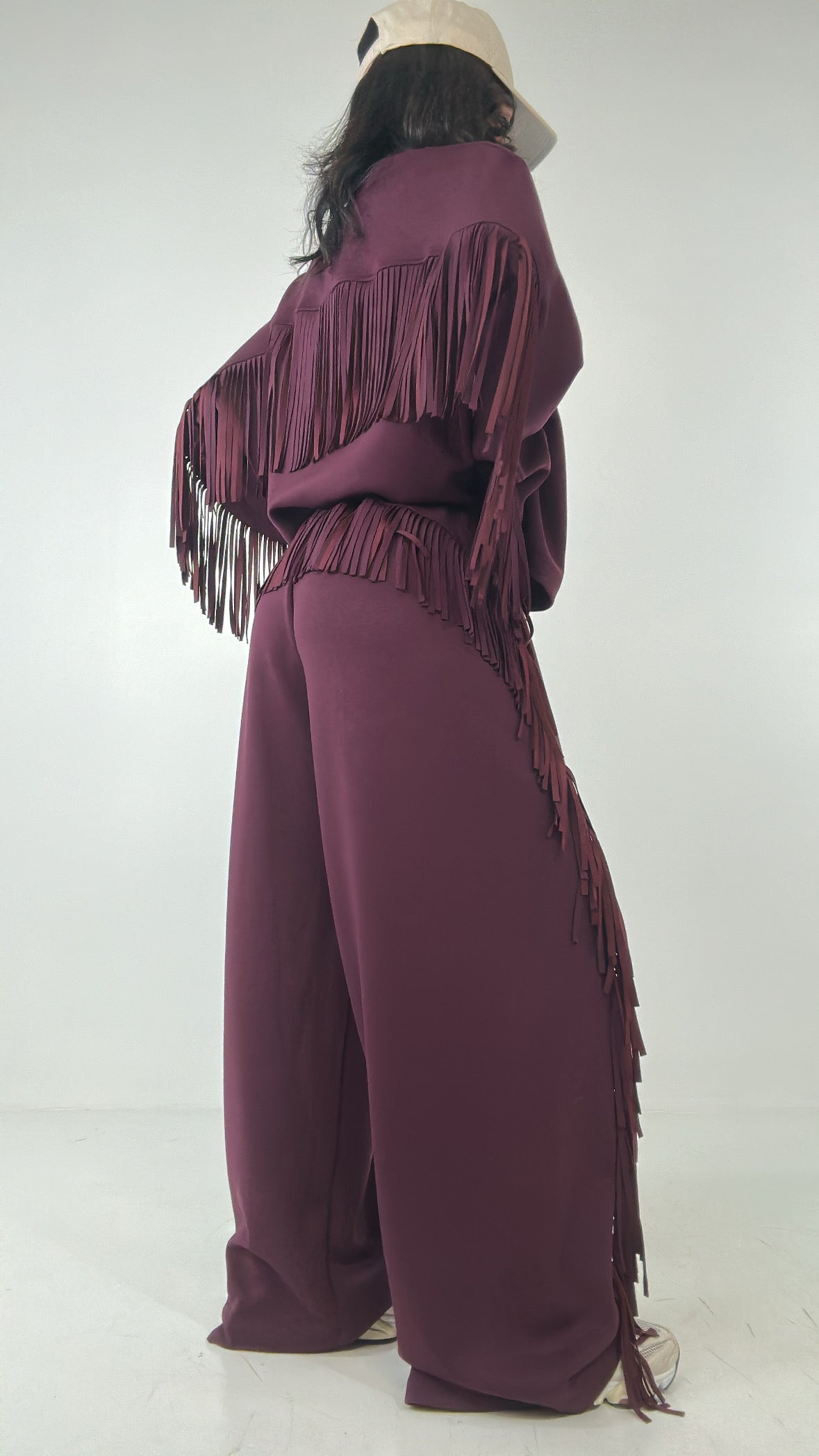 Pantalone LUMINA FRANGE - BORDEAUX