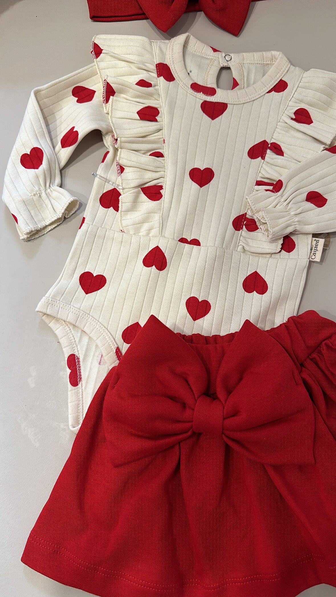 Completo CUORI 3-12M - ROSSO