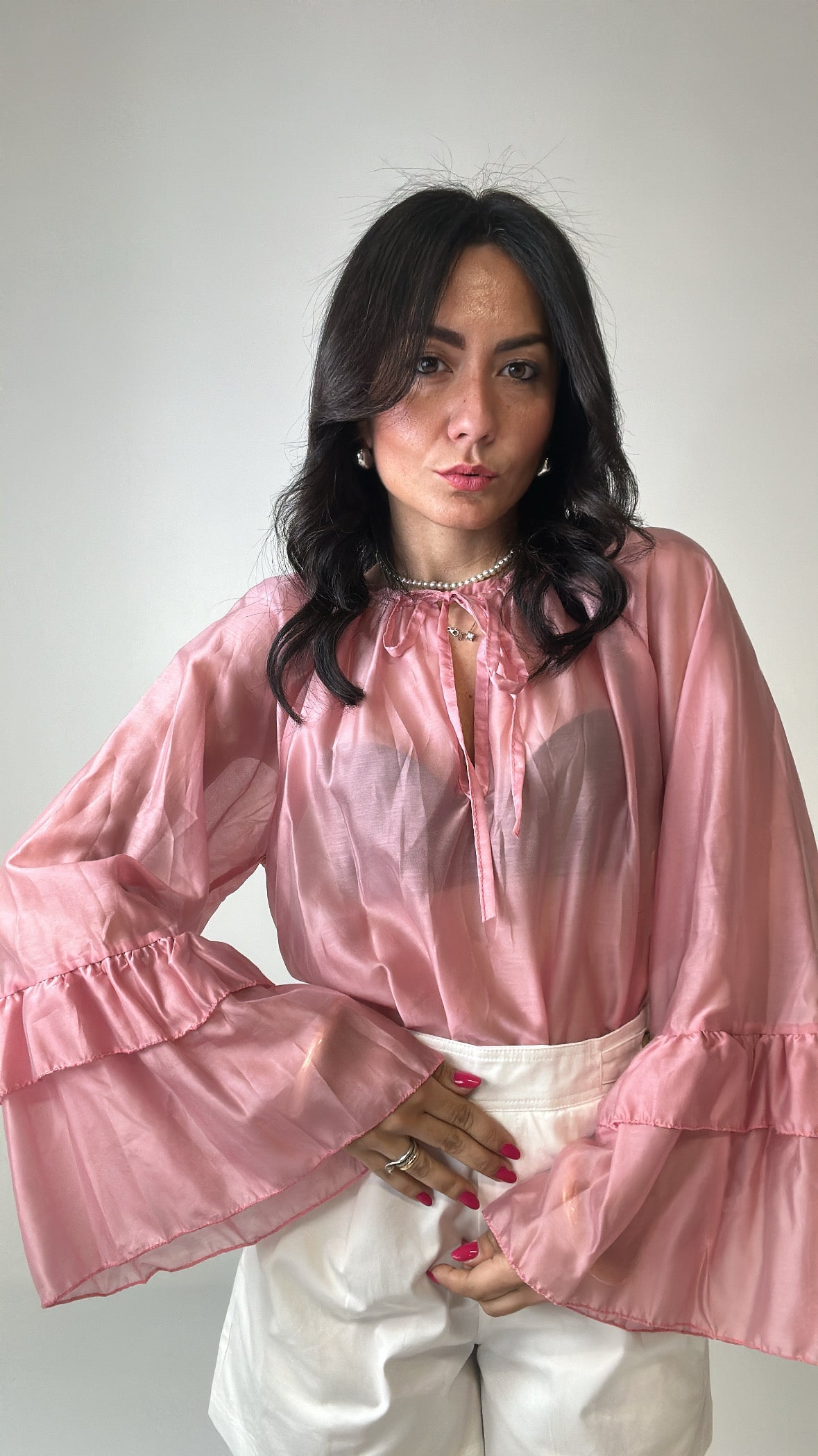 Blusa CON BALZE - ROSA