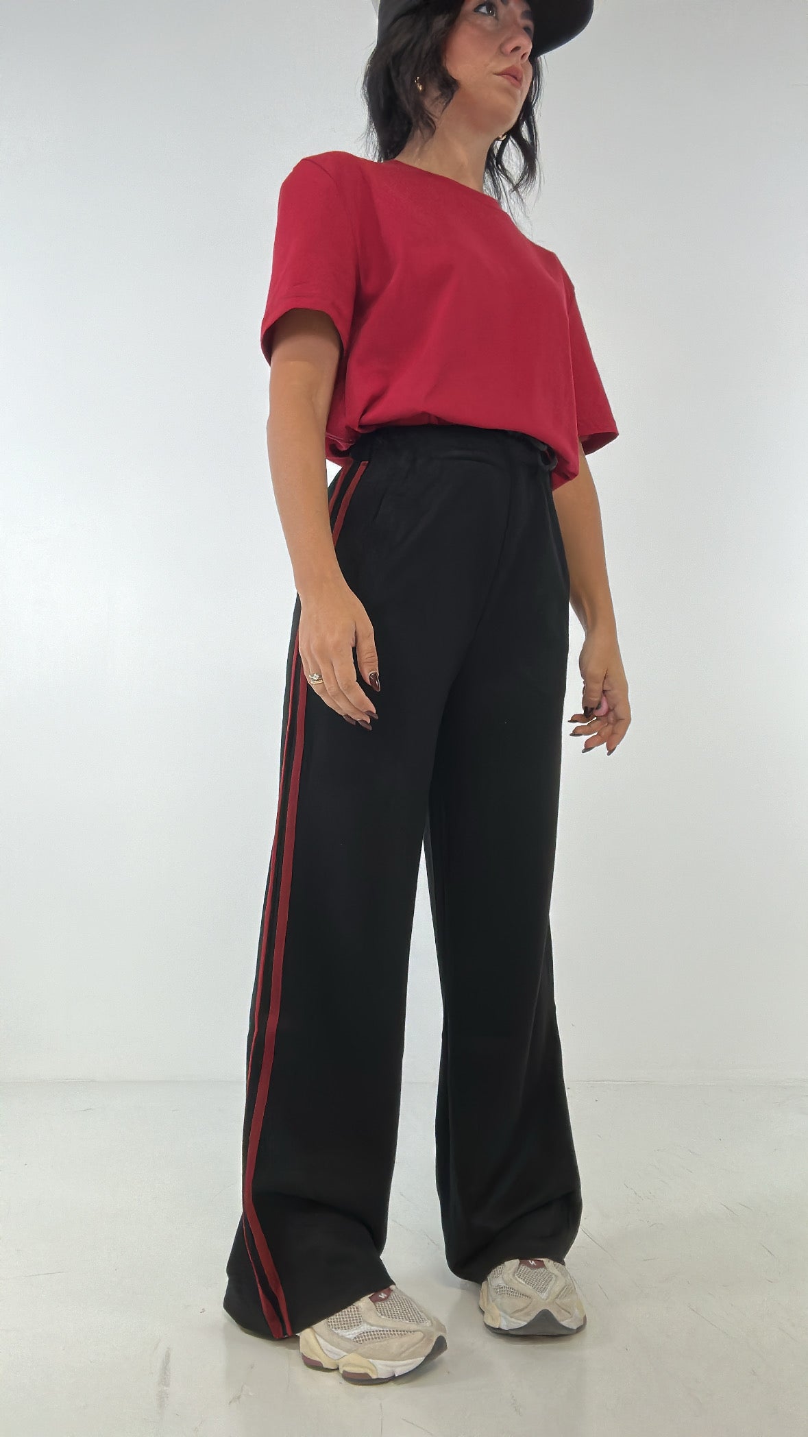 Pantalone TUTA CON RIGA VELLUTO - NERO