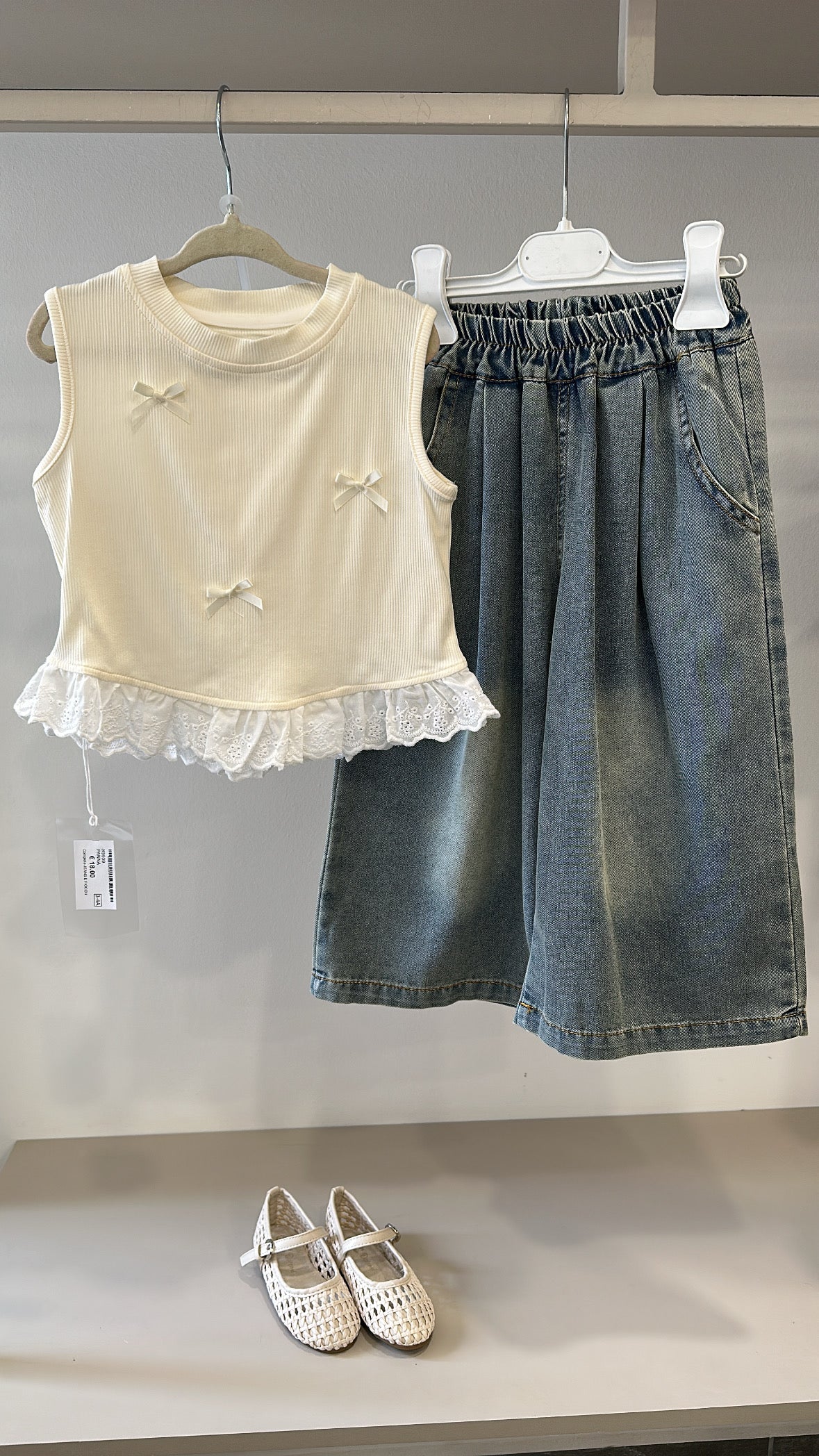 Completo JEANS E FIOCCHETTI 3-8 - PANNA