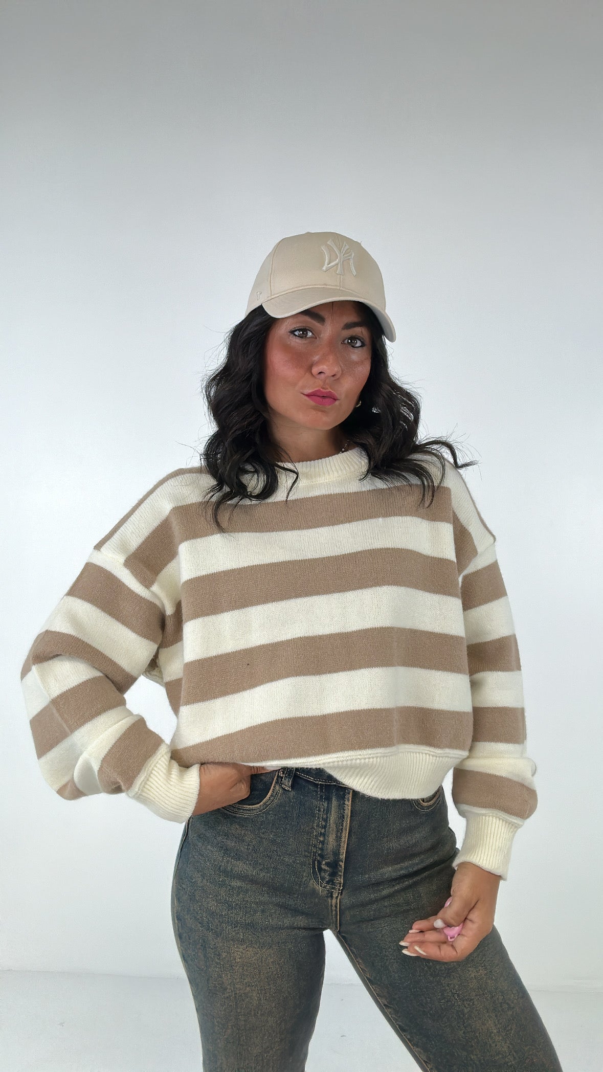 Pull WINTER RIGHE - BEIGE