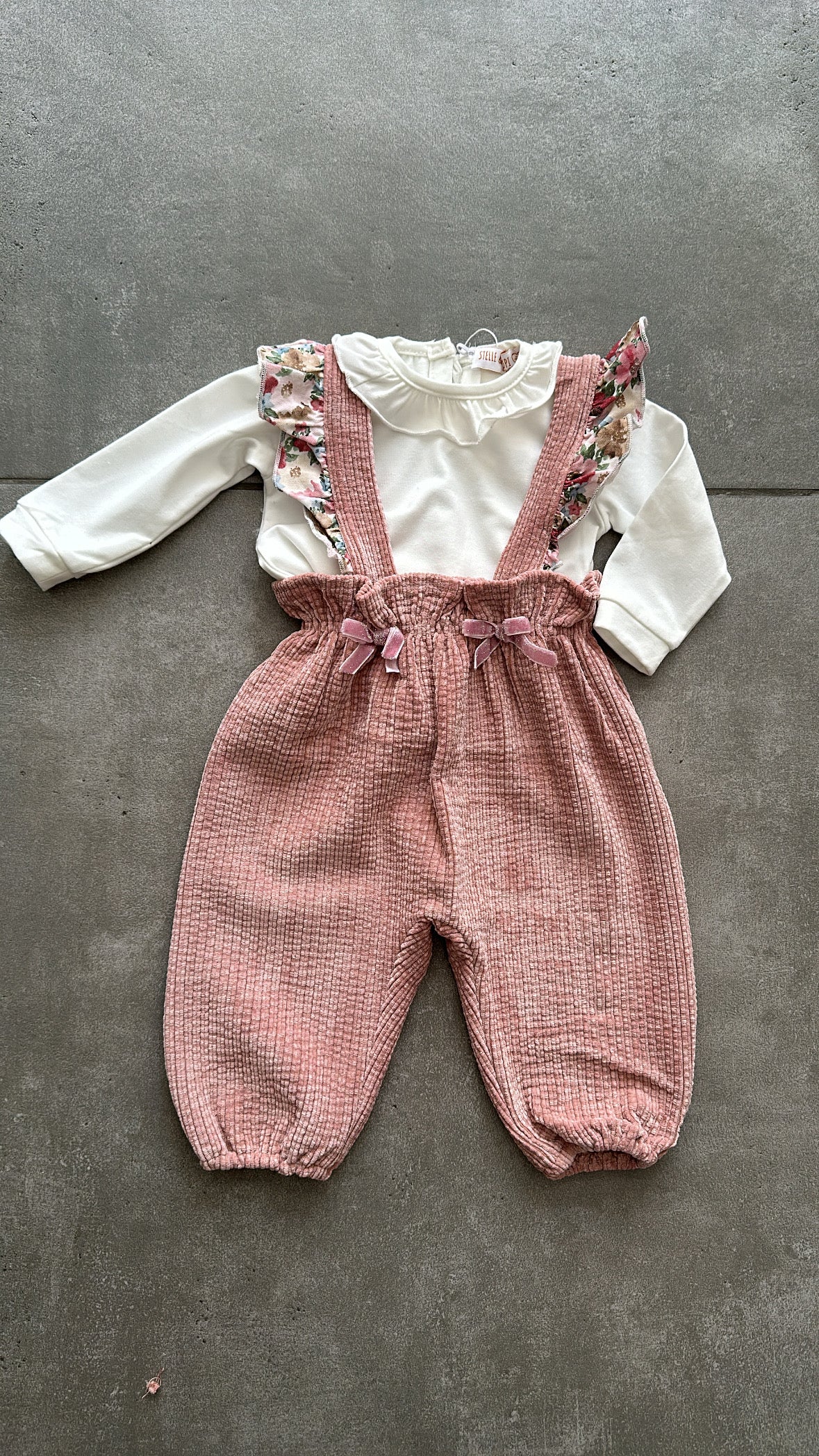 Salopette IN VELLUTO 1-12M - ROSA