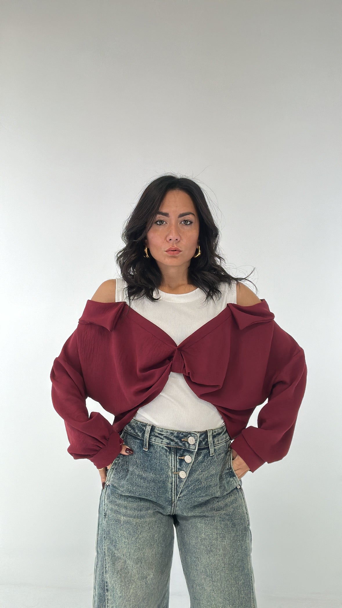 Maglia CON CAMICIA - BORDEAUX