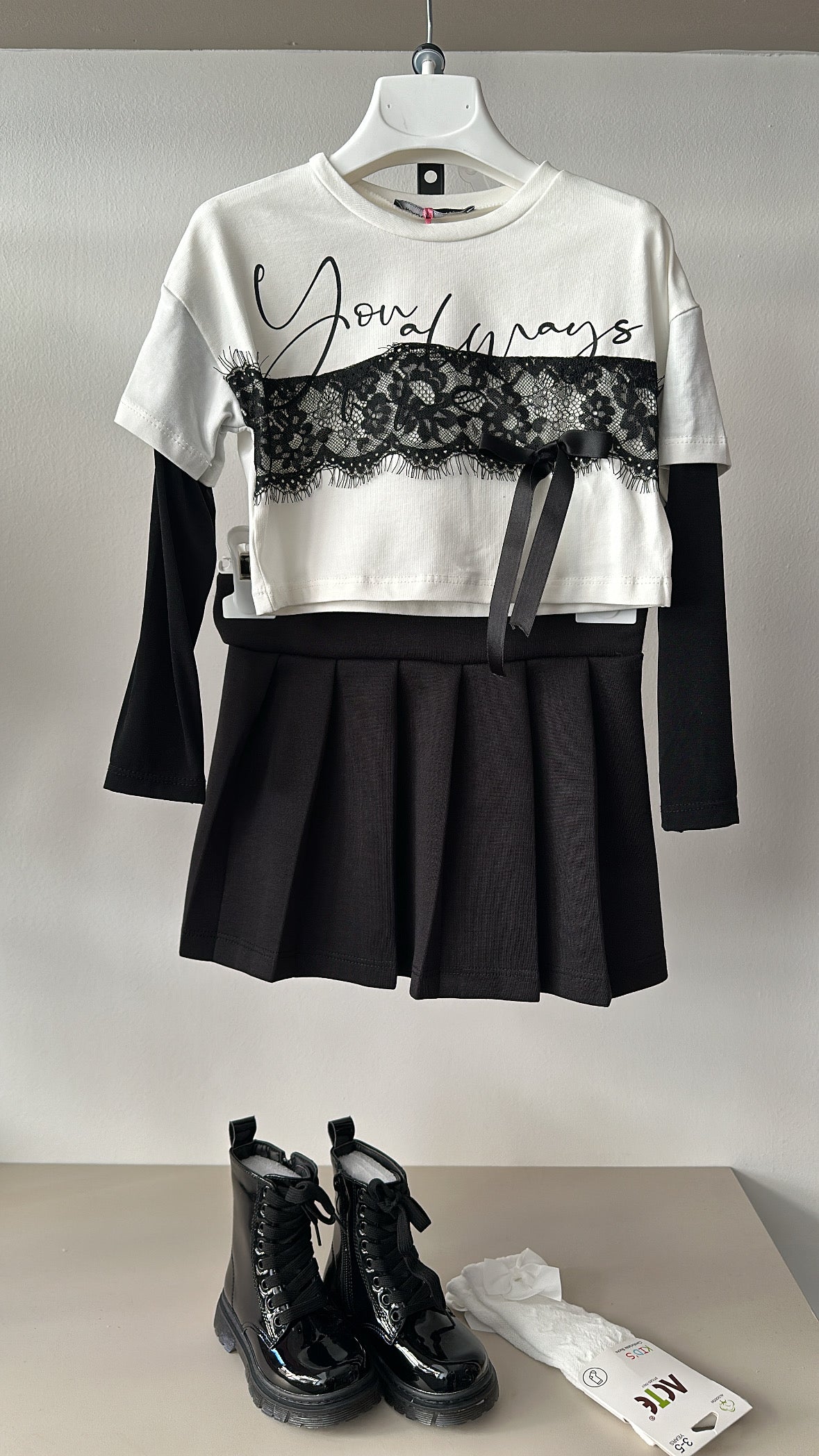 Completo CON MAGLIA PIZZO 4-14A - NERO
