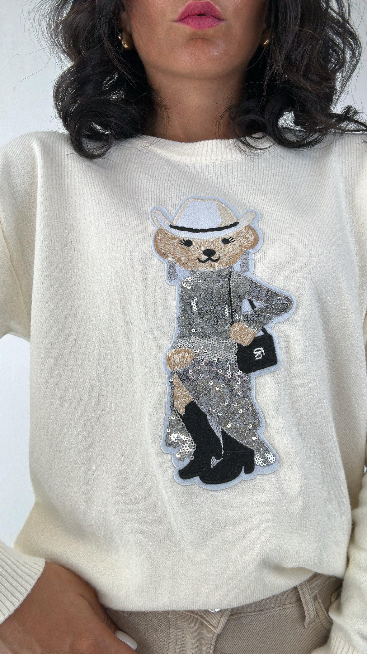 Pull ORSO PAILLETTES - PANNA