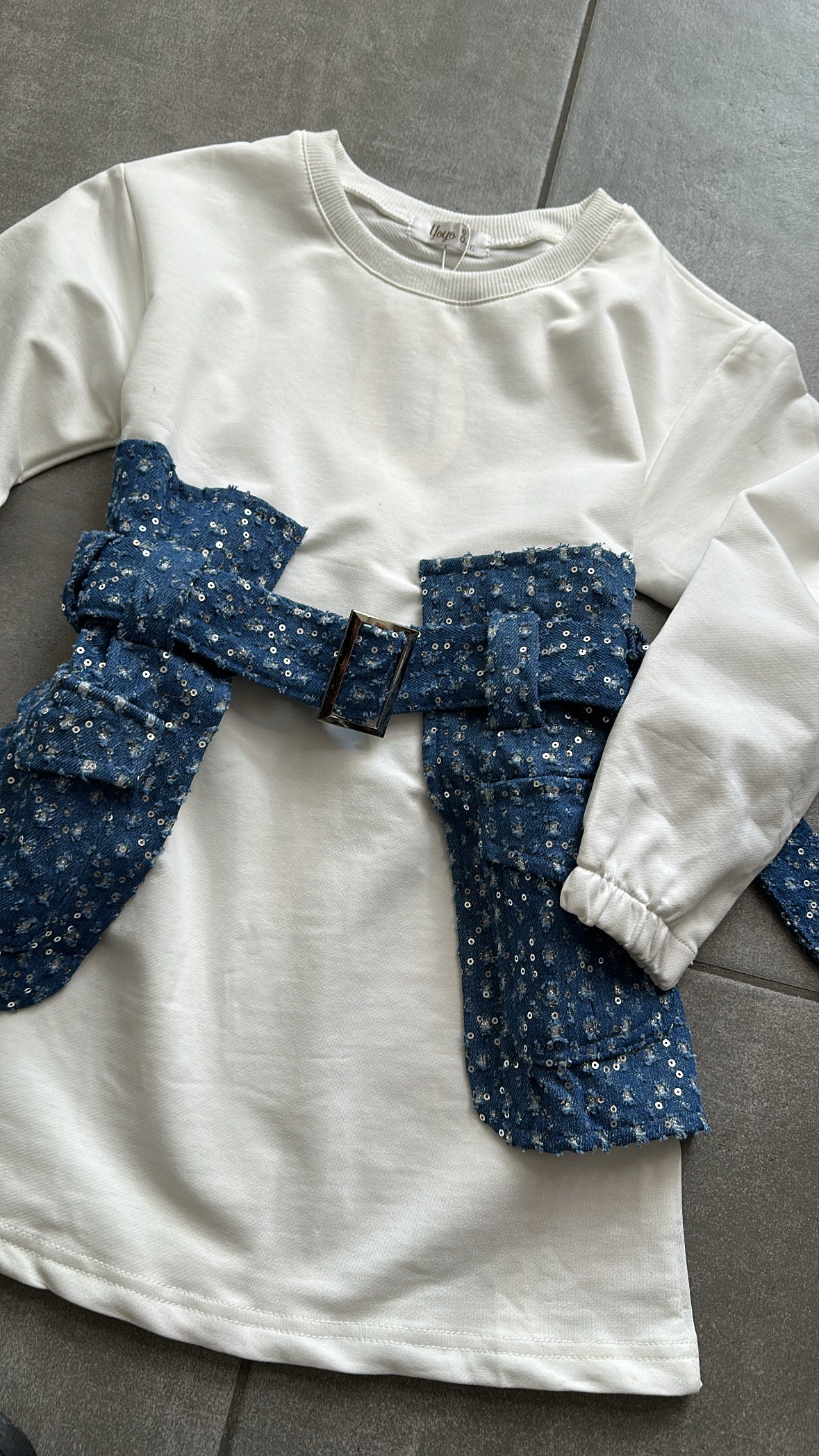 Vestitino CON PARTI IN JEANS 4-14A - BIANCO