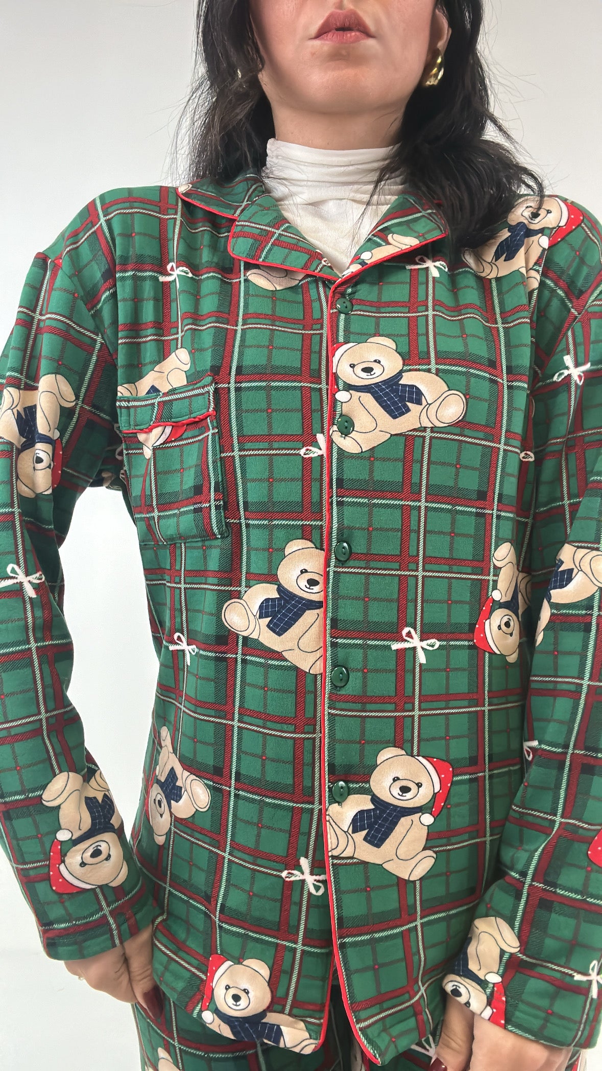 Pigiama UOMO-DONNA SCOZZESE CON ORSETTO - VERDE