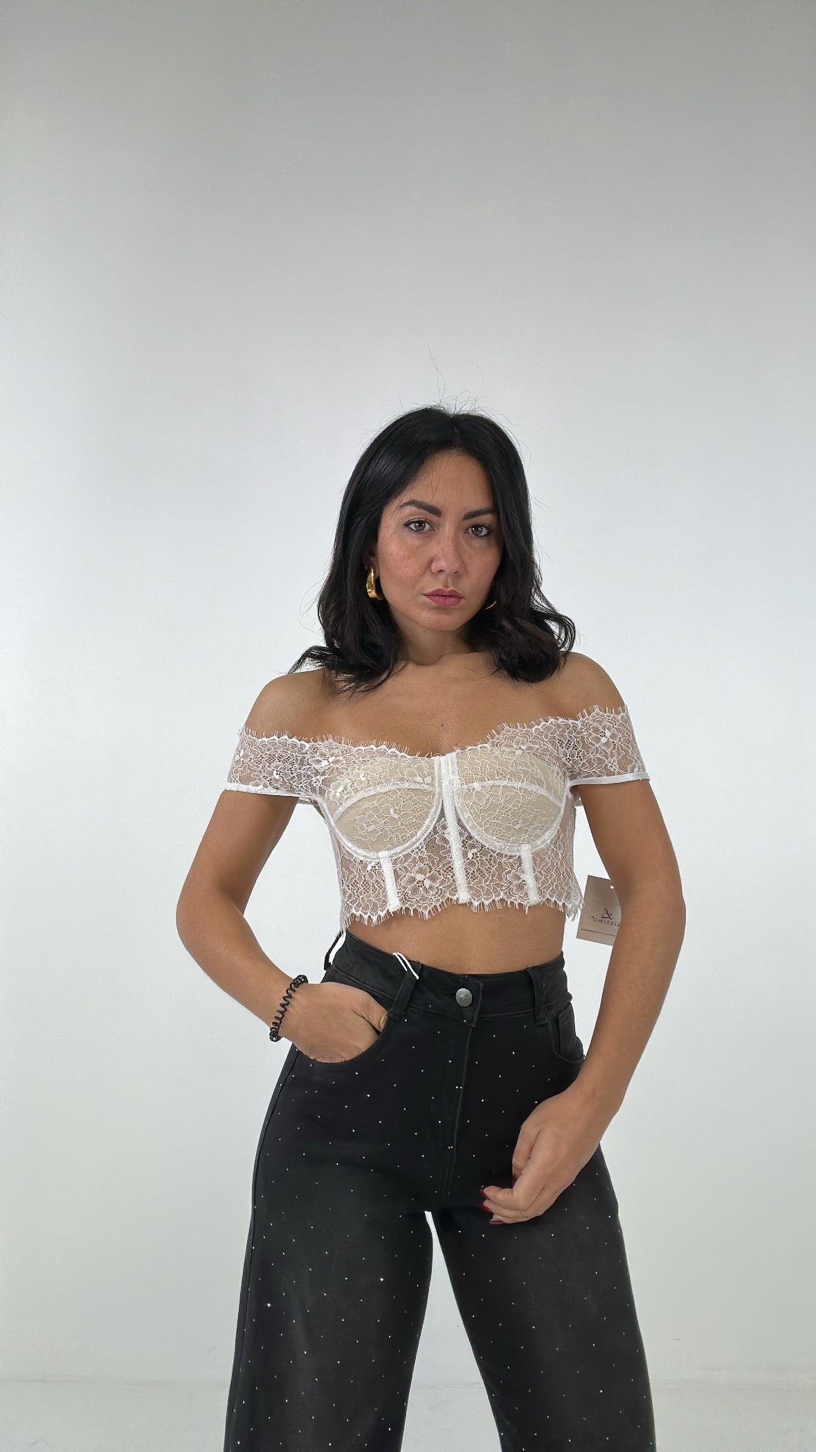 Corpetto BARCA IN PIZZO - BIANCO