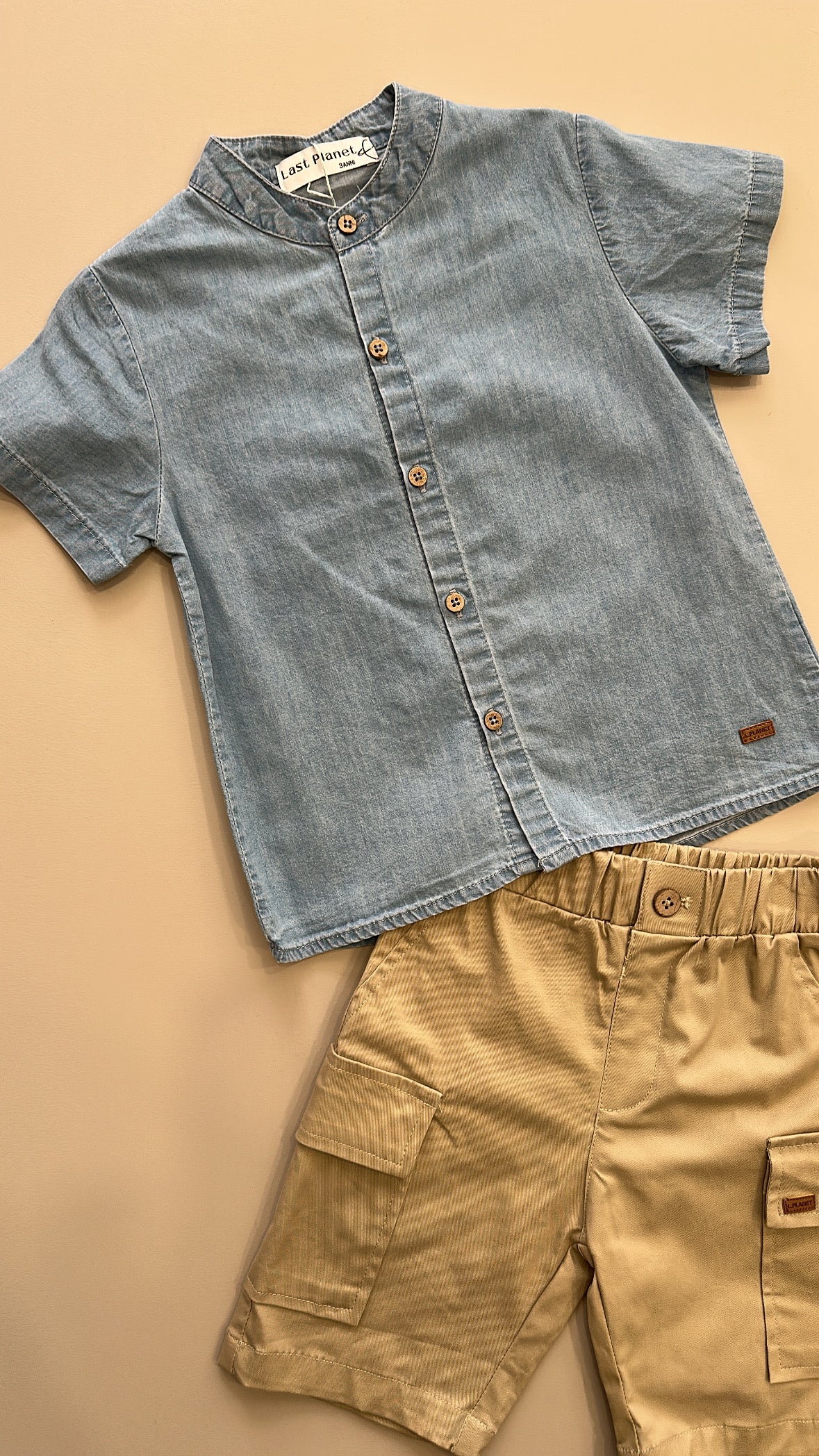 Completo CON CAMICIA IN JEANS 3-8A - BEIGE