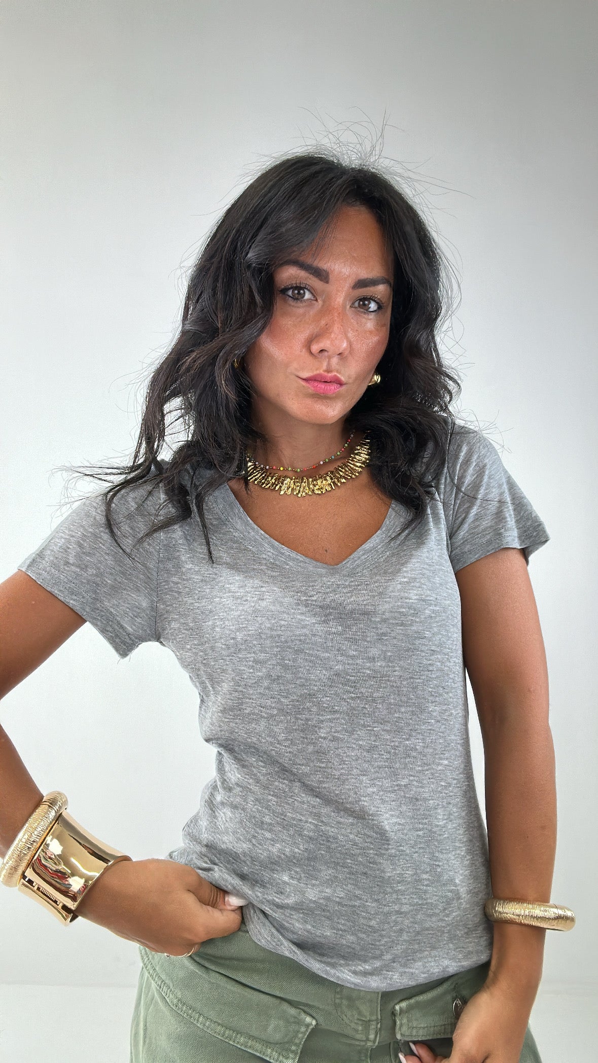T-shirt SCOLLO TONDO - GRIGIO SCURO