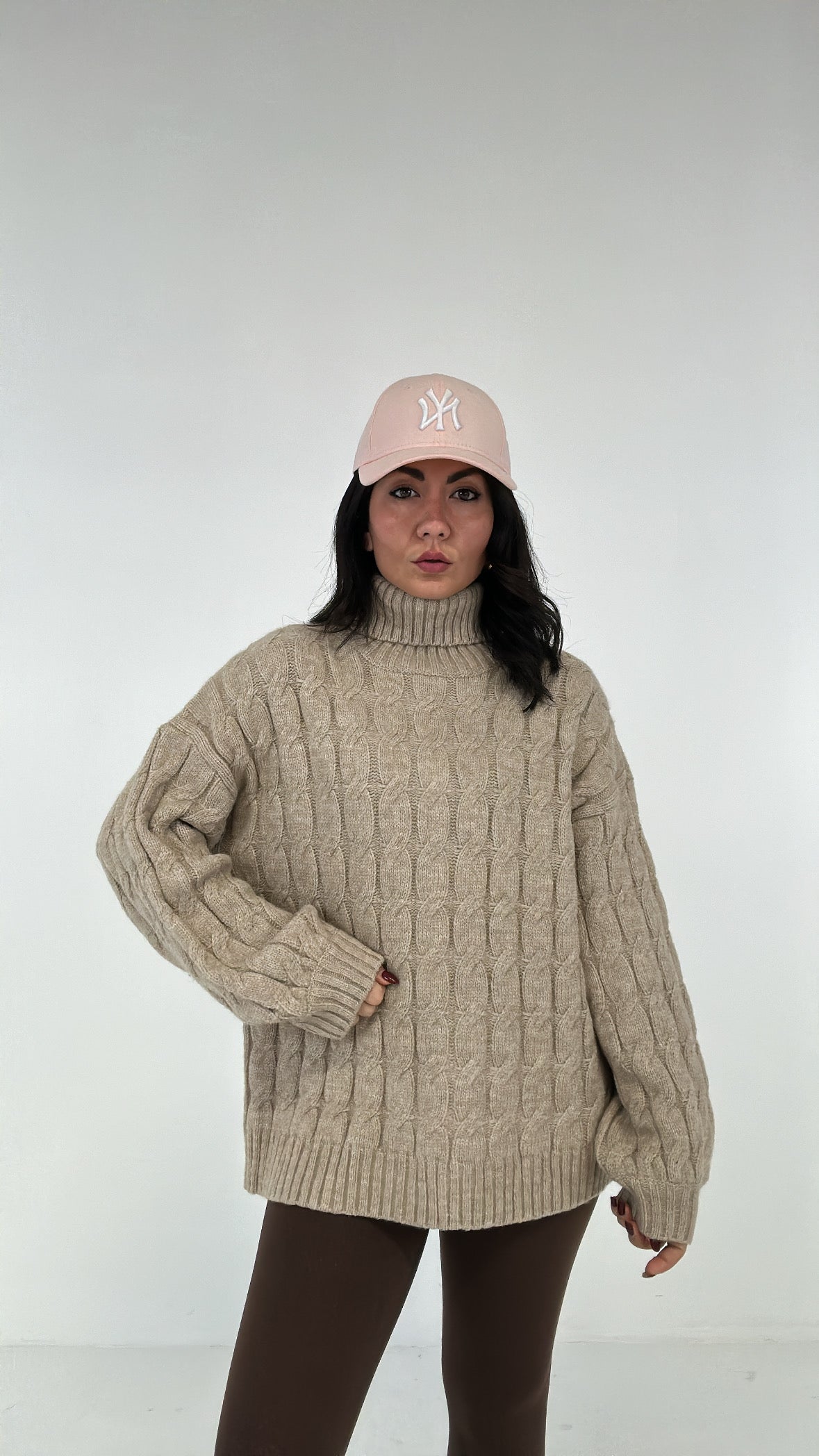 Pull COLLO E TRECCE - BEIGE