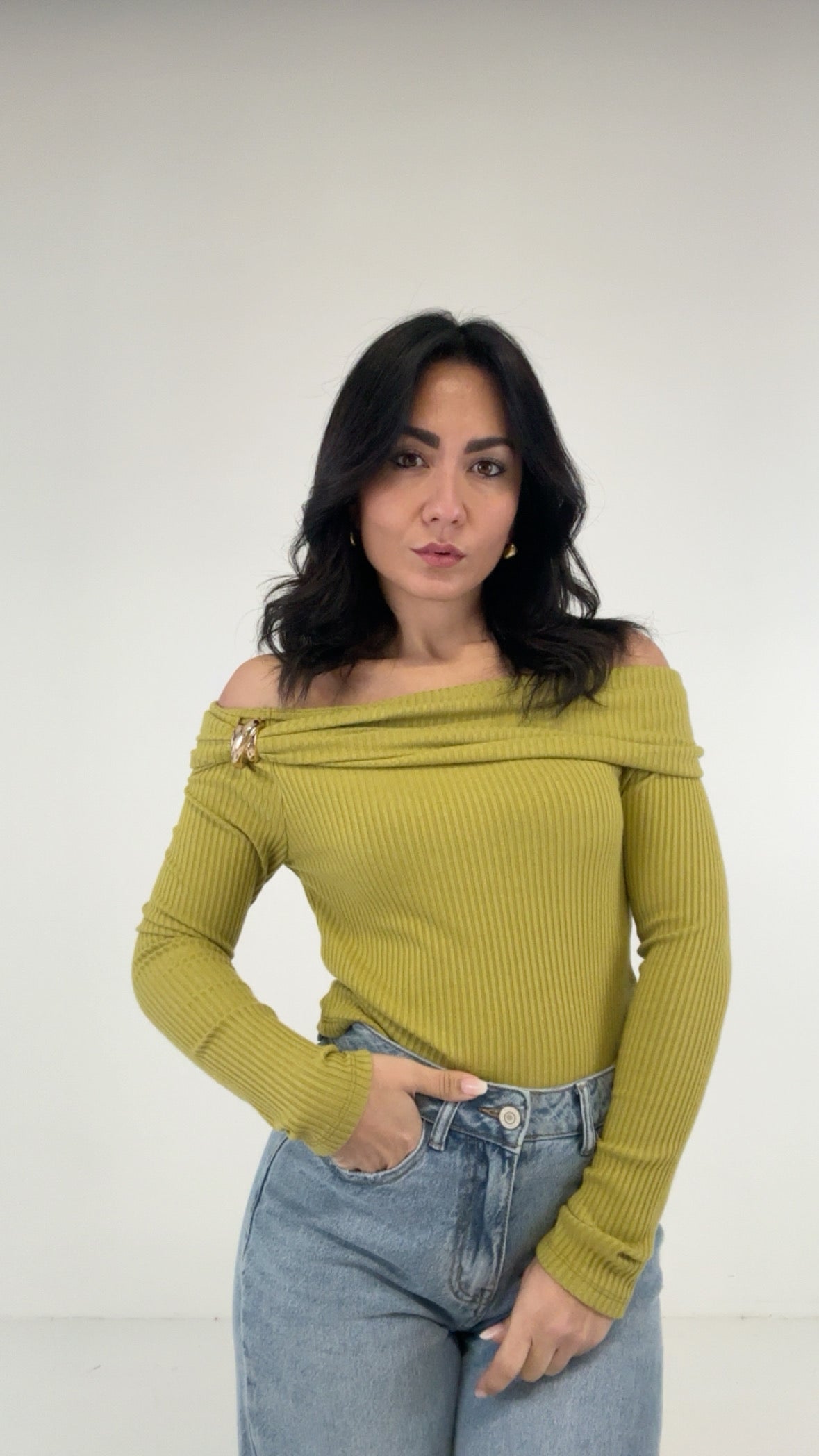 Maglia BARCA CON INSERTO ORO - VERDE OLIVA