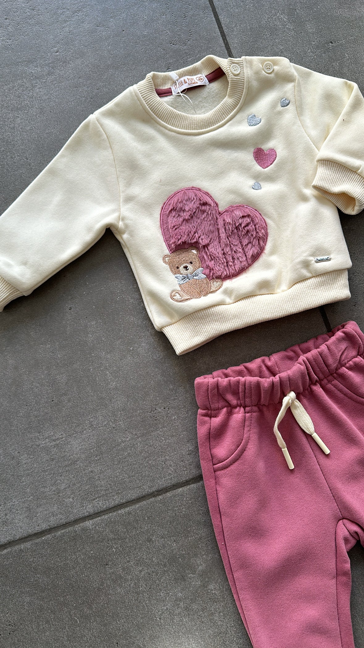 Tuta CON CUORE PELLICCIOSO 3-18M - PANNA