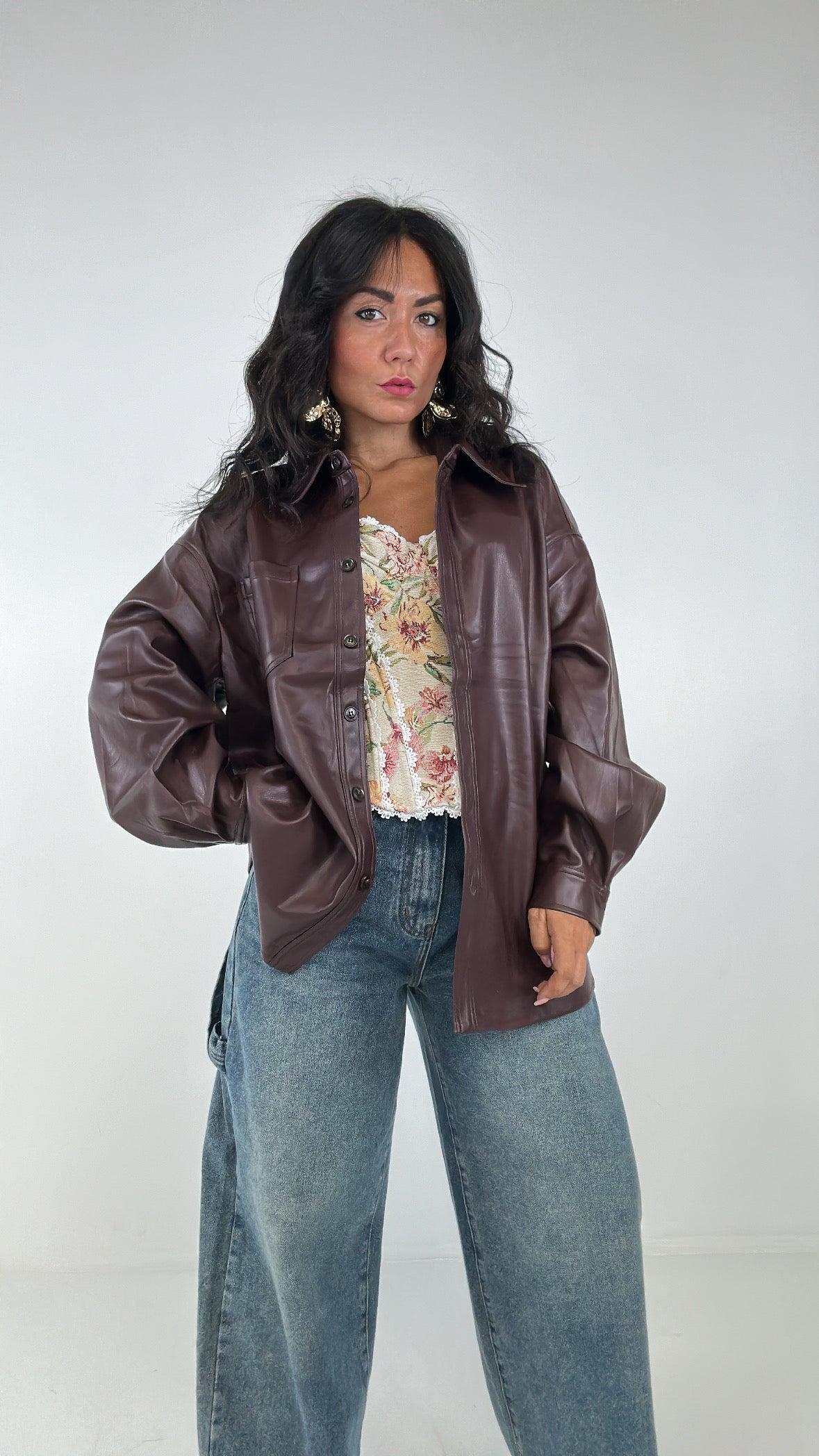 Camicia ECOPELLE OVER - BORDEAUX