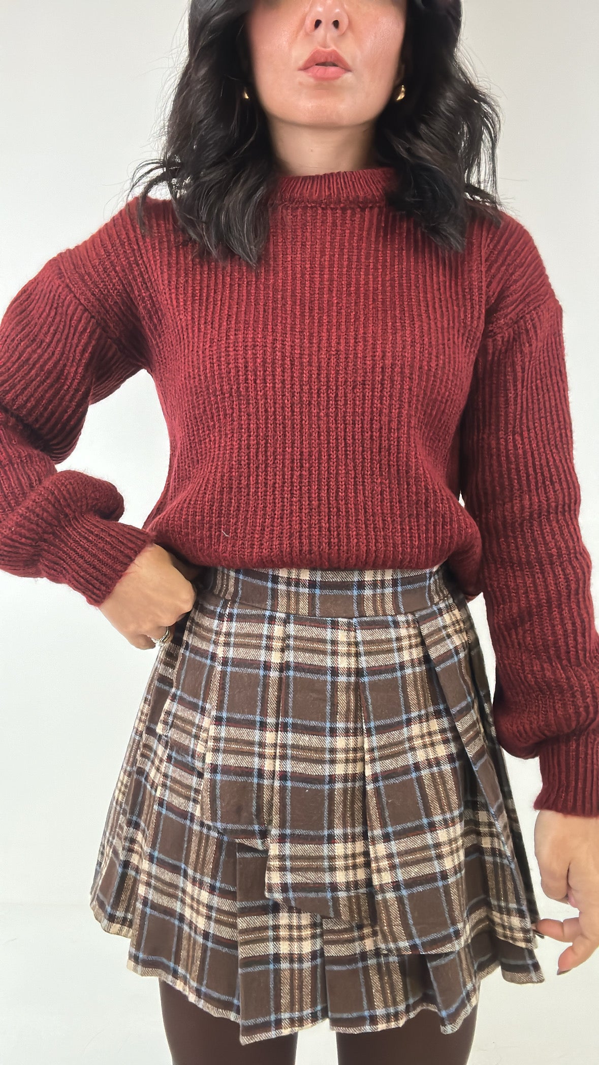 Gonna QUADRI PIEGHETTE - MARRONE