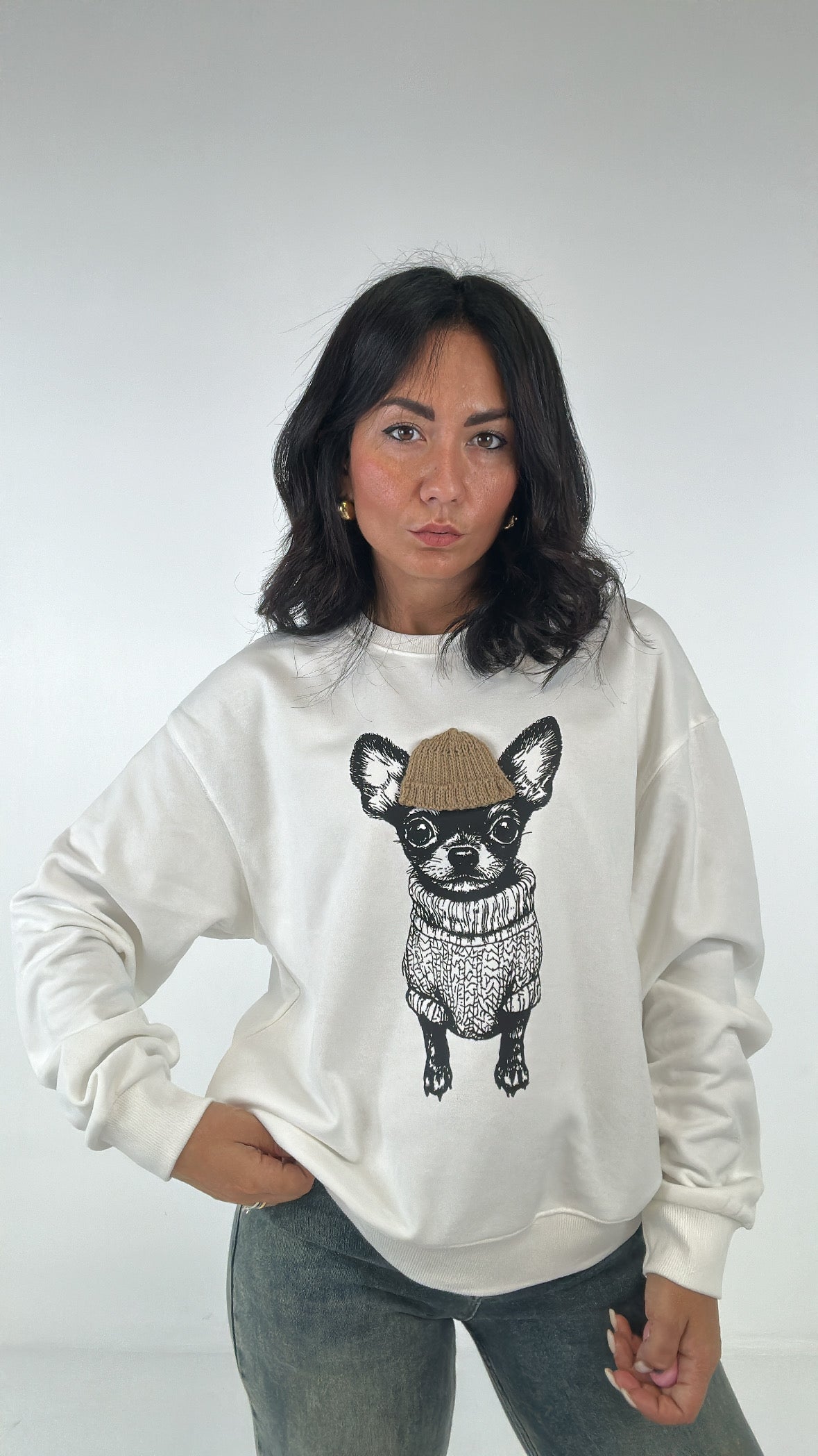 Felpa CAGNOLINO - BIANCO