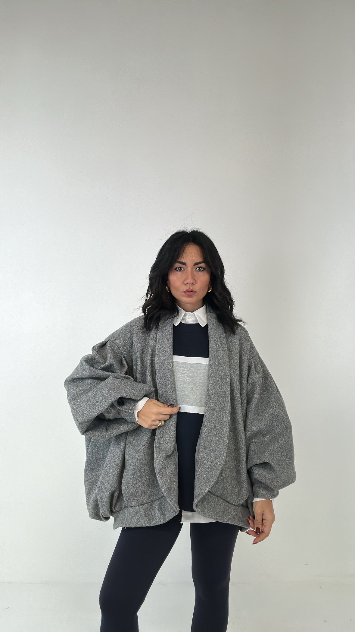 Cappotto OVER SCIALLATO - GRIGIO