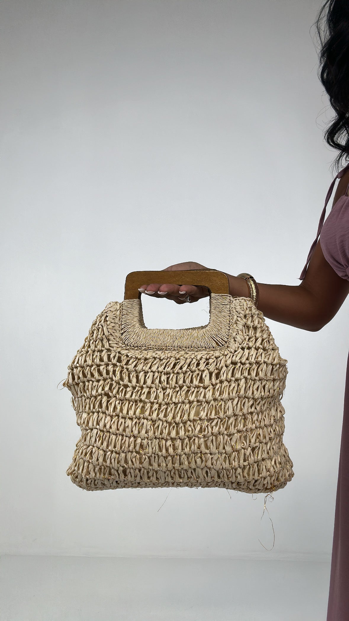 Borsa PAGLIA E LUREX - BEIGE