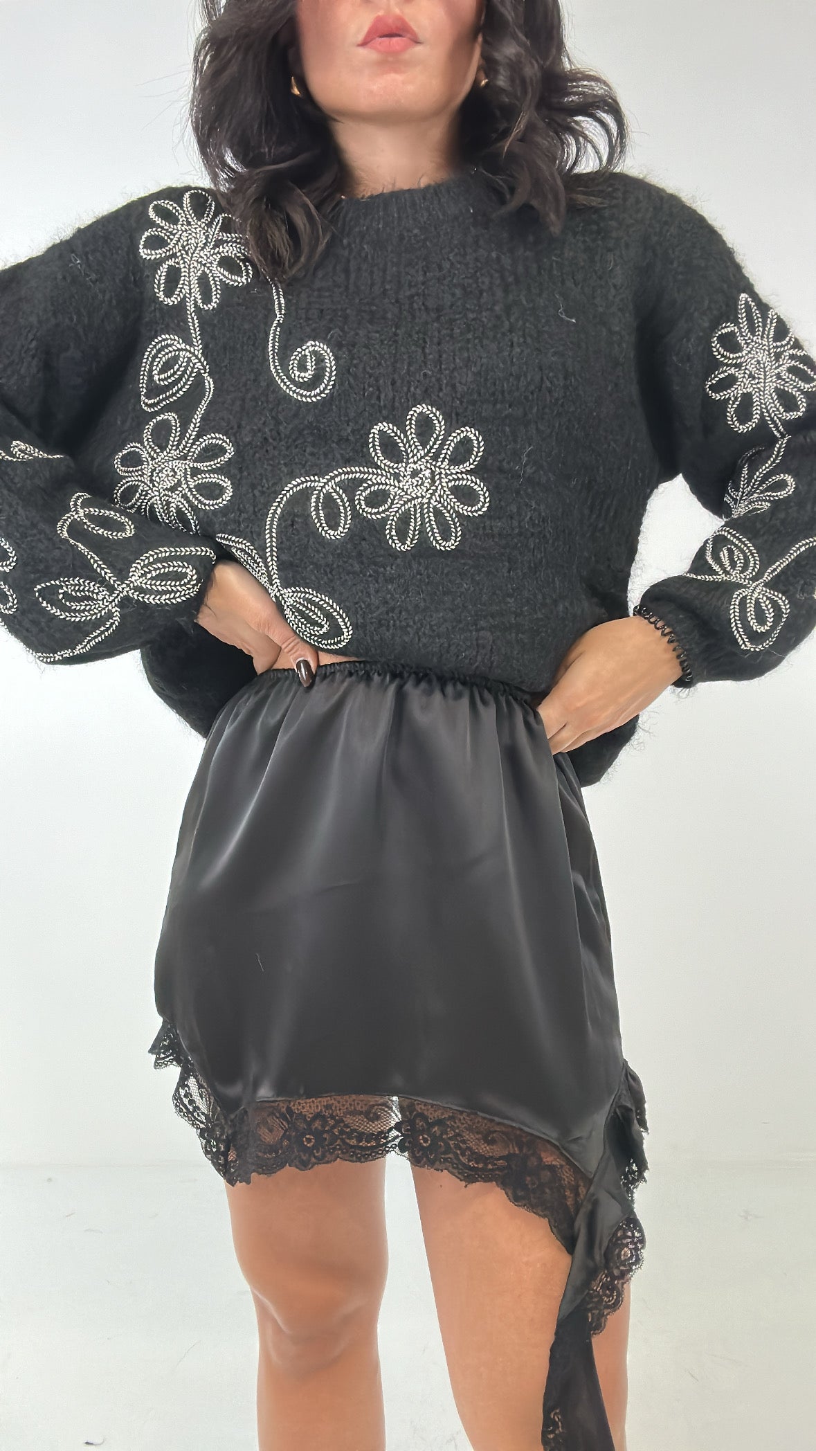 Gonna MINI SATIN - NERO