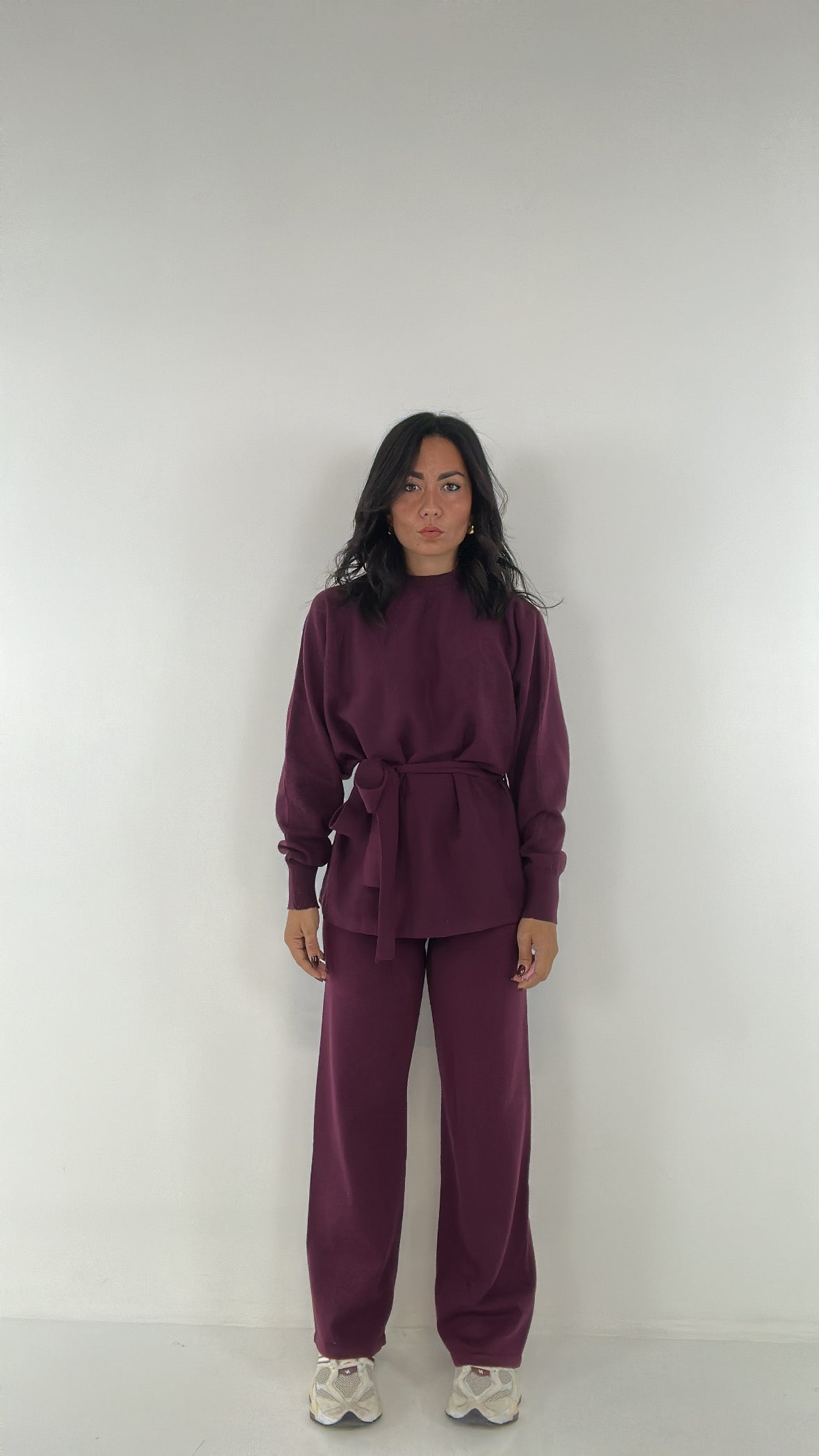 Coordinato IN MAGLIA CON CINT - BORDEAUX