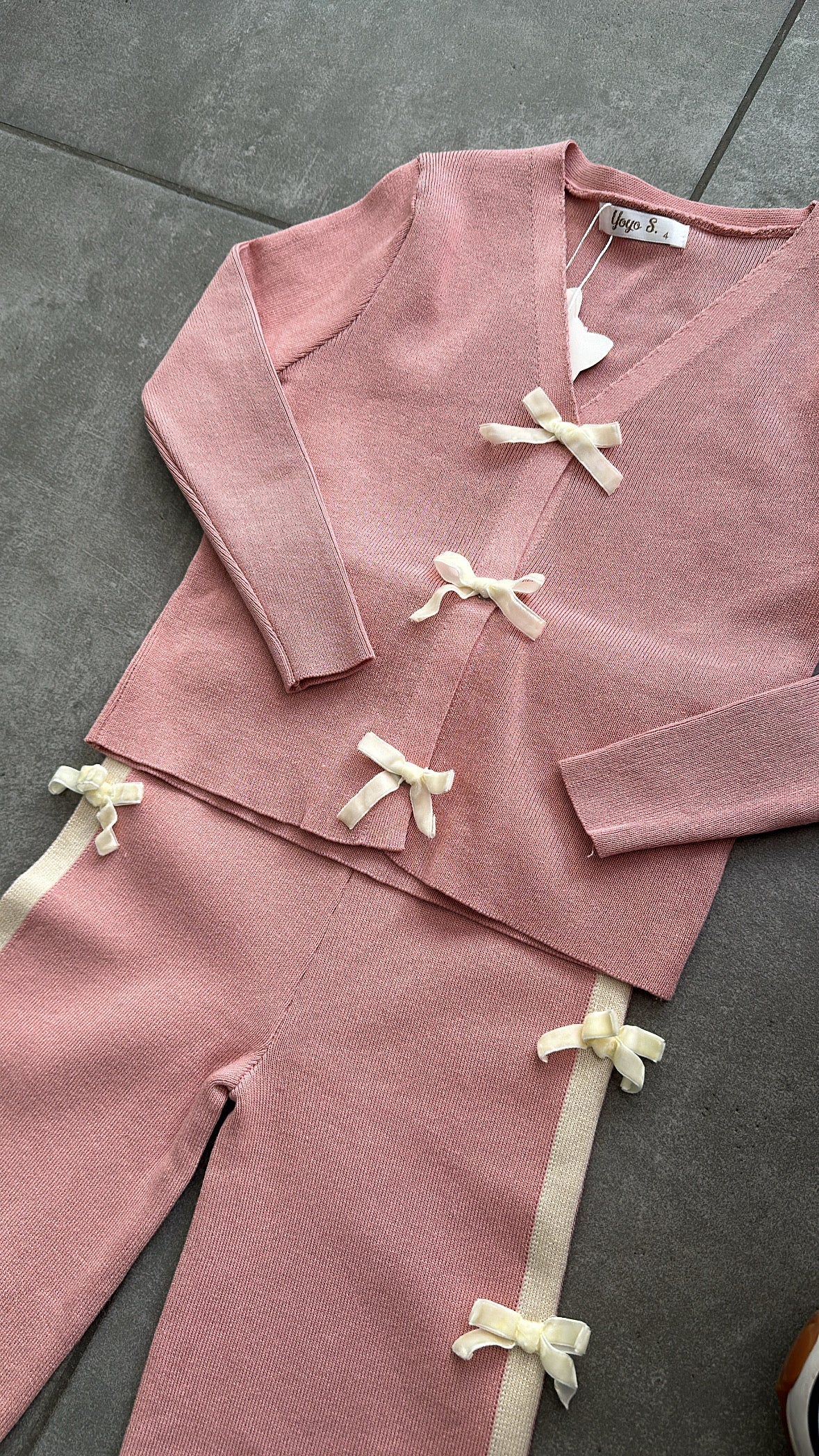 Coordinato IN MAGLIA FIOCCHETTI 4-14A - ROSA