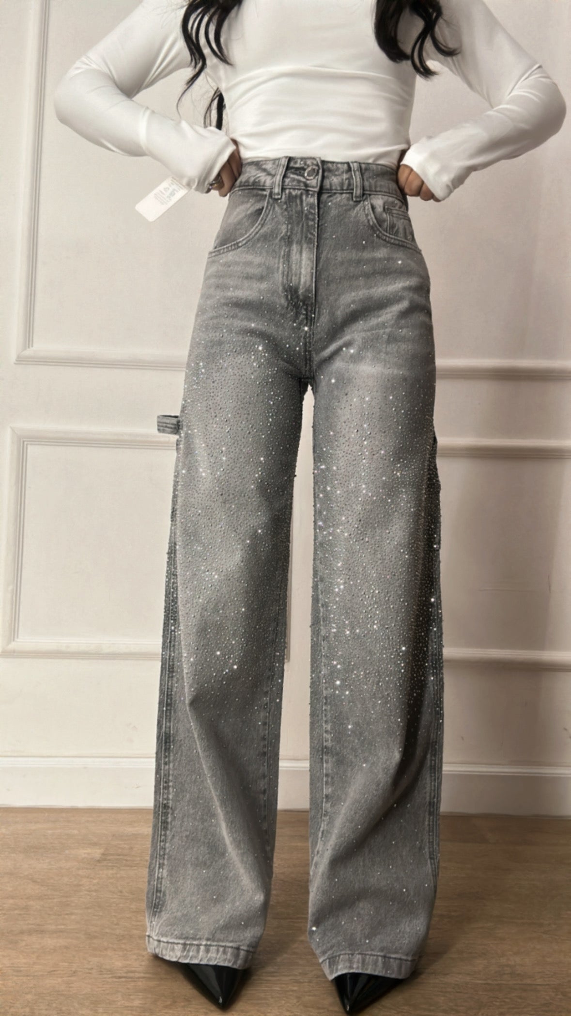 Jeans WIDE LEG BALLON - GRIGIO