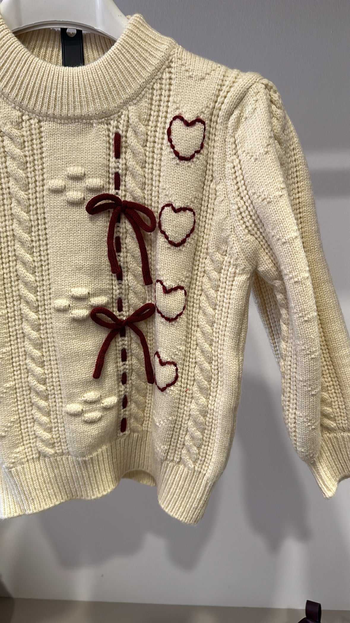 Pull FIOCCHETTI E CUORI - PANNA