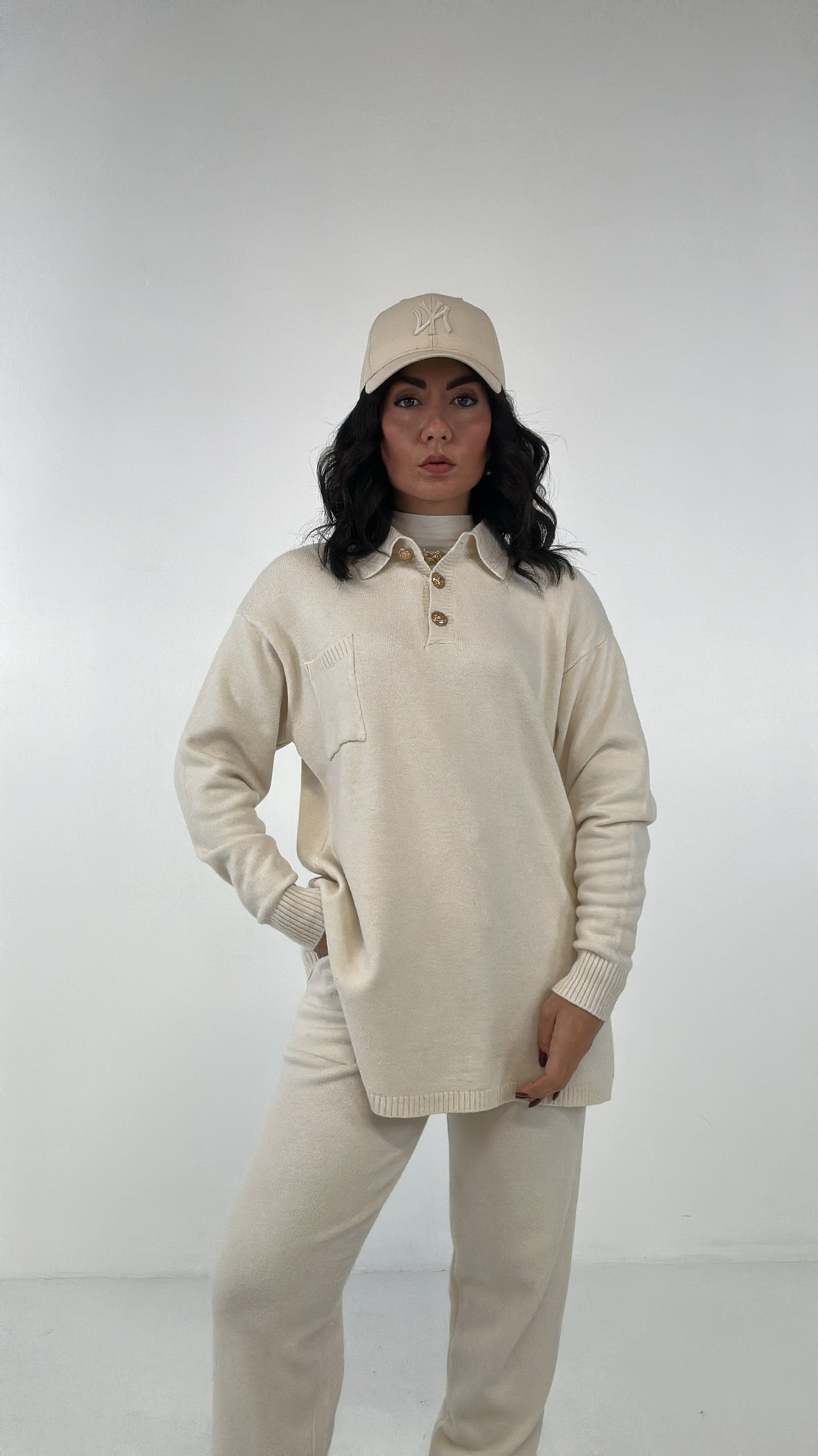 Completo CON POLO IN MAGLIA - PANNA