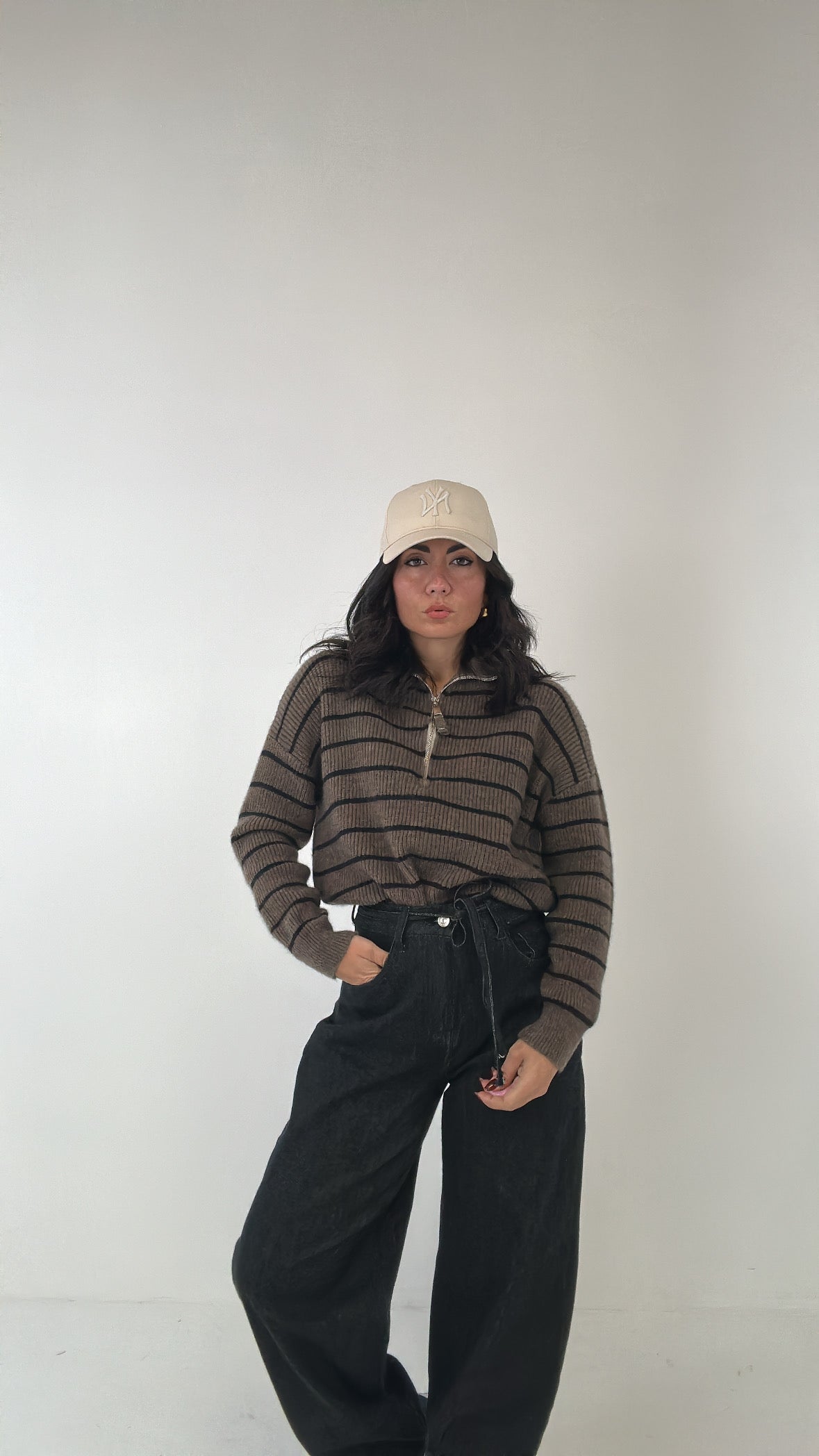 Jeans MOM FIT LACCETTO - NERO