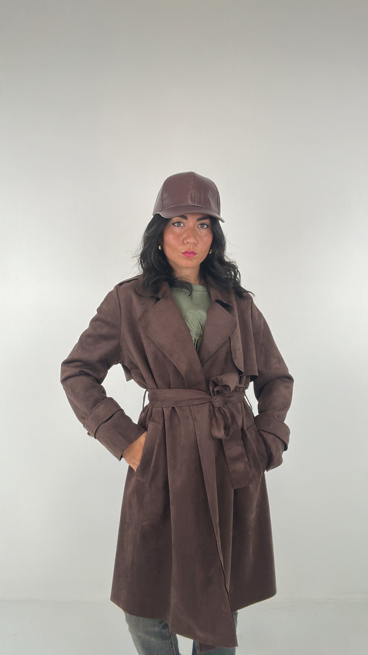 Trench IN CAMOSCIO - MARRONE