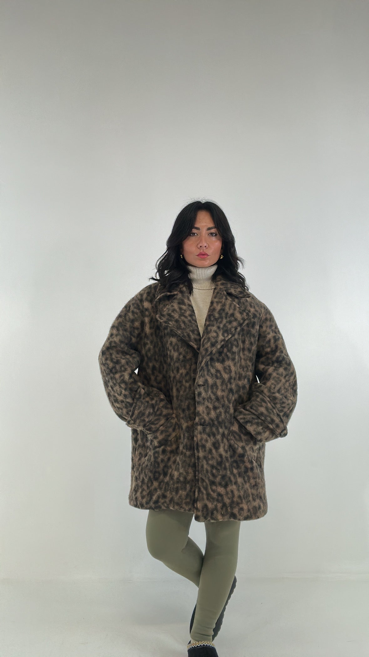Cappotto OVER LEOPARD - NERO