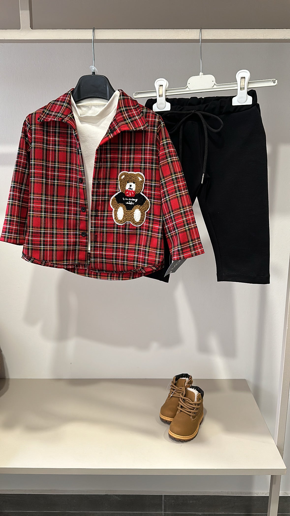 Completo ORSETTO QUADRI 9-36M - ROSSO