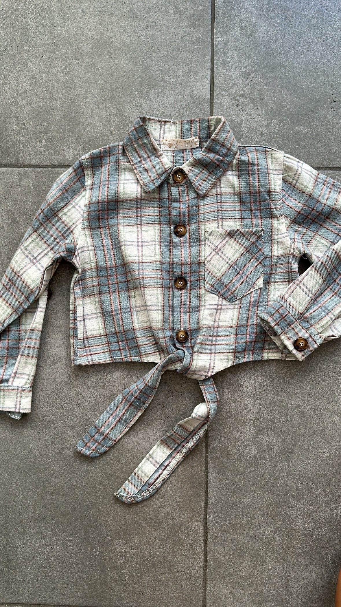Camicia QUADRI HAPPY 4-14A - CELESTE POLVERE
