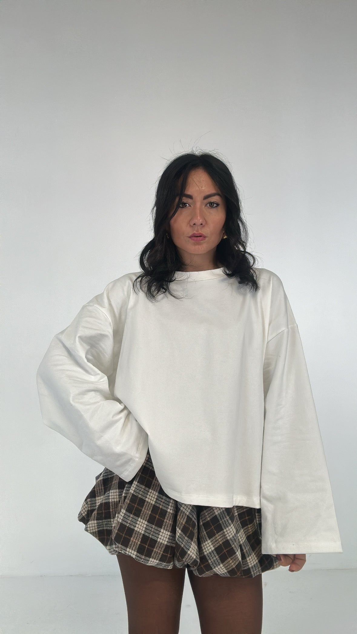 Maglia MANICA LARGA FELPATA - BIANCO