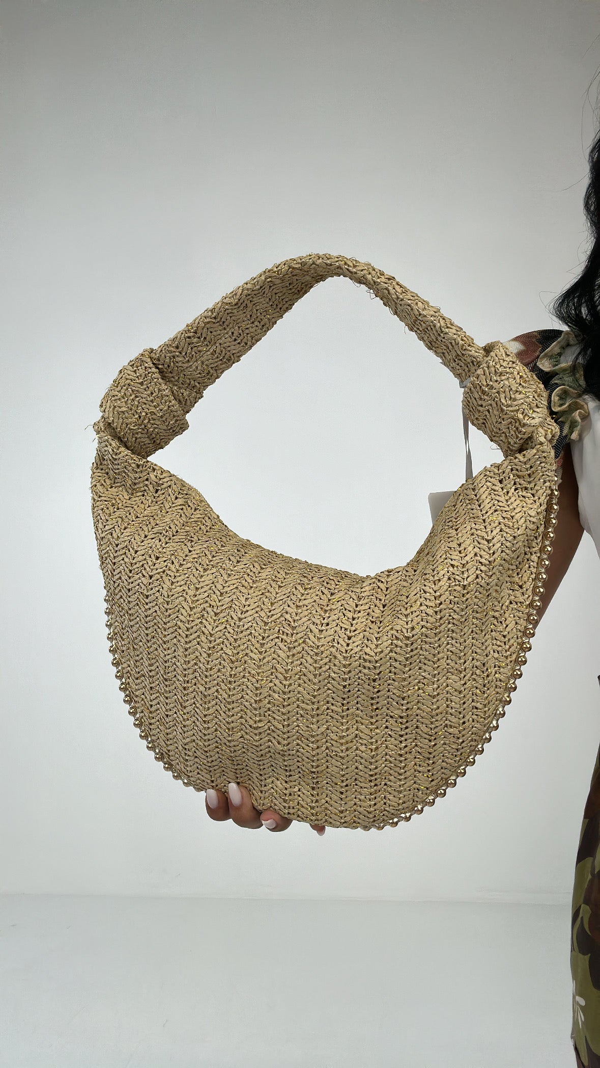 Borsa MEZZALUNA PAGLIA - BEIGE