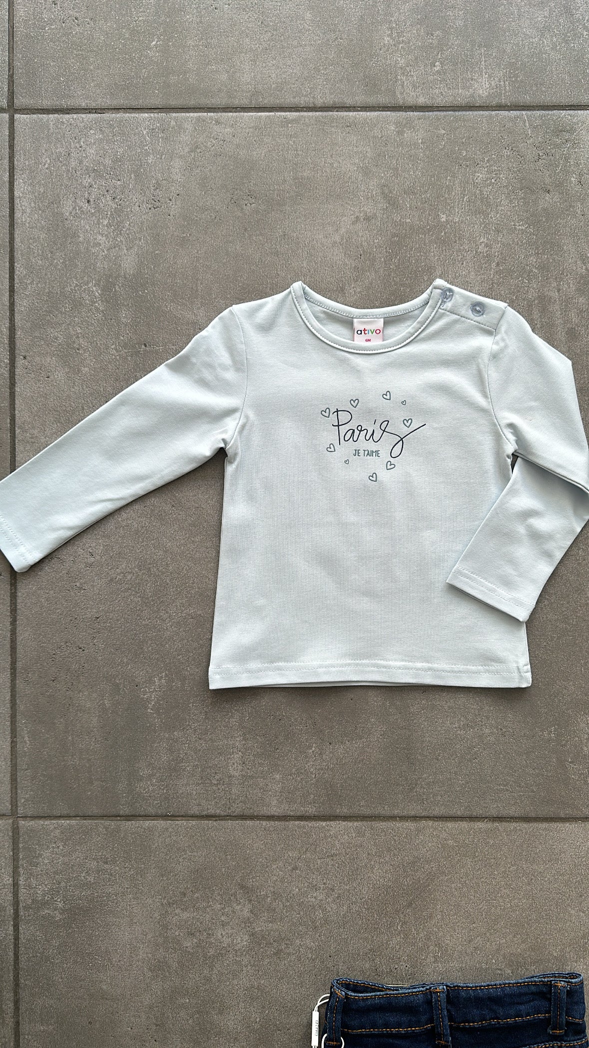 Maglia JE T'AIME 6-36M - CELESTE