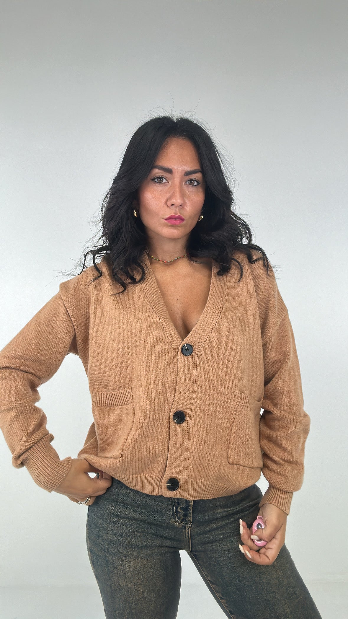 Cardigan BASIC NEW - CAMMELLO