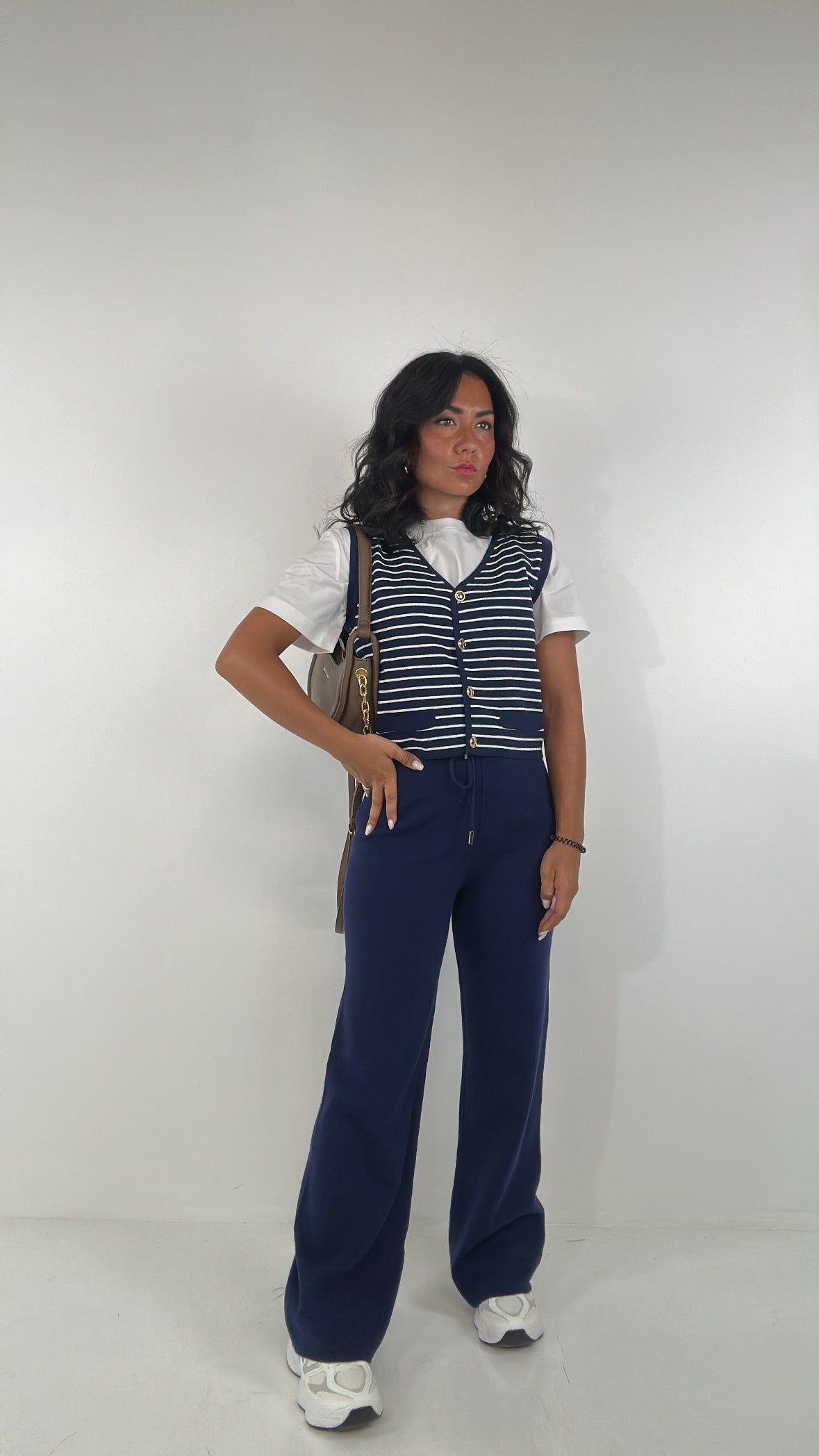 Completo CON GILET A RIGHE - BLU
