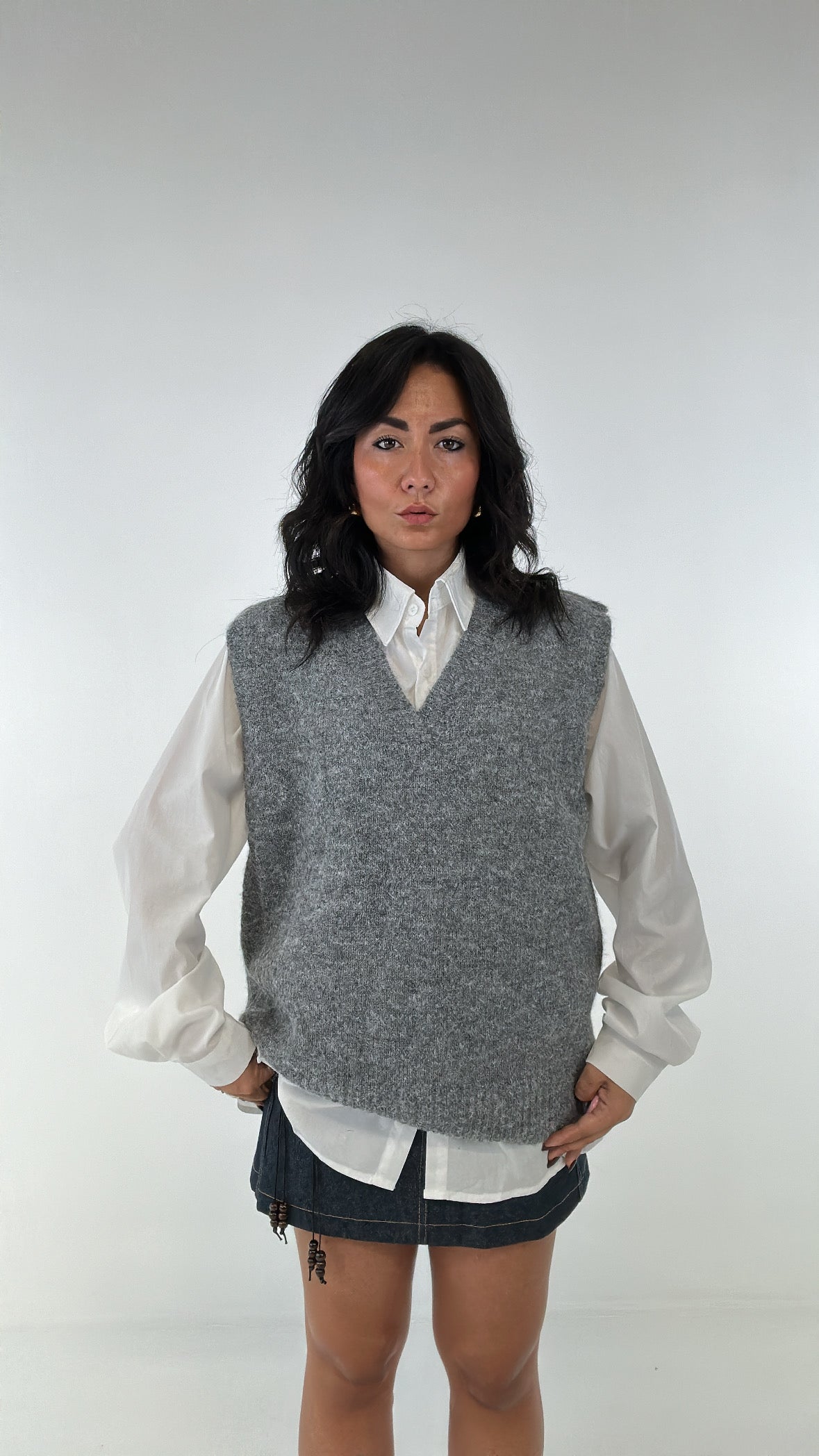 Camicia CON GILET OVER - GRIGIO