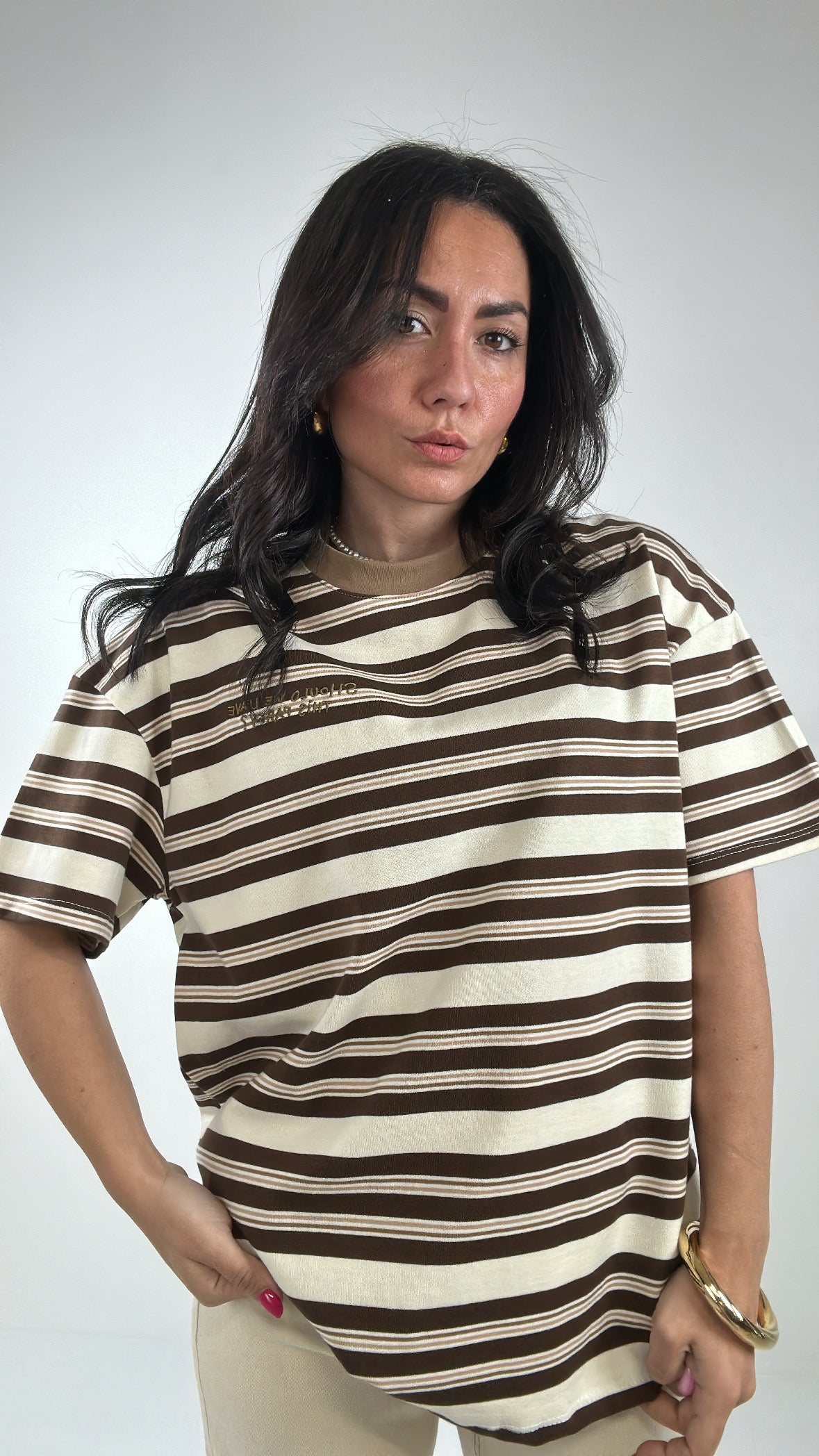 T-shirt THIS PARTY - MARRONE