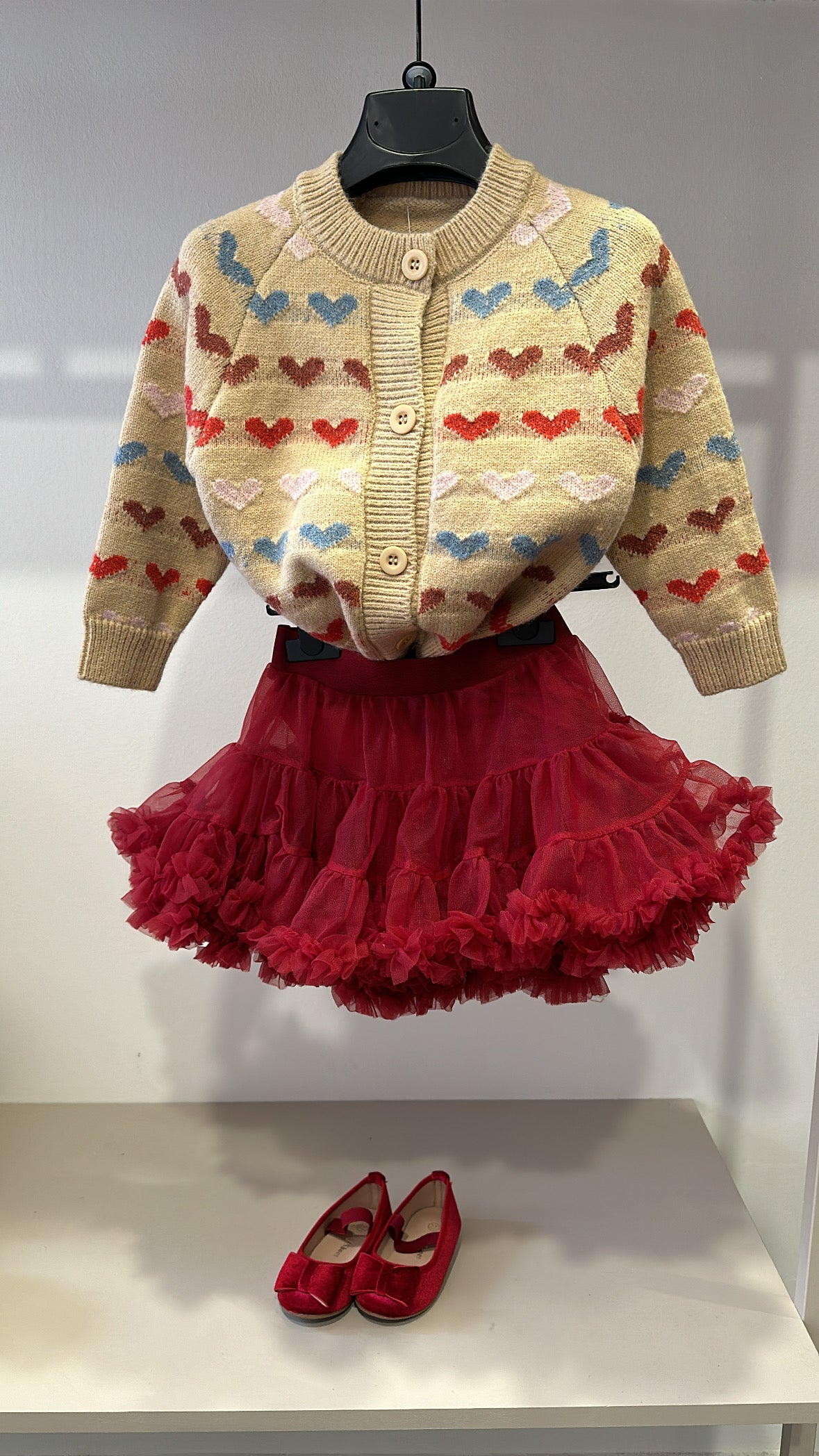 Completo CARDIGAN E GONNA TULLE - BORDEAUX