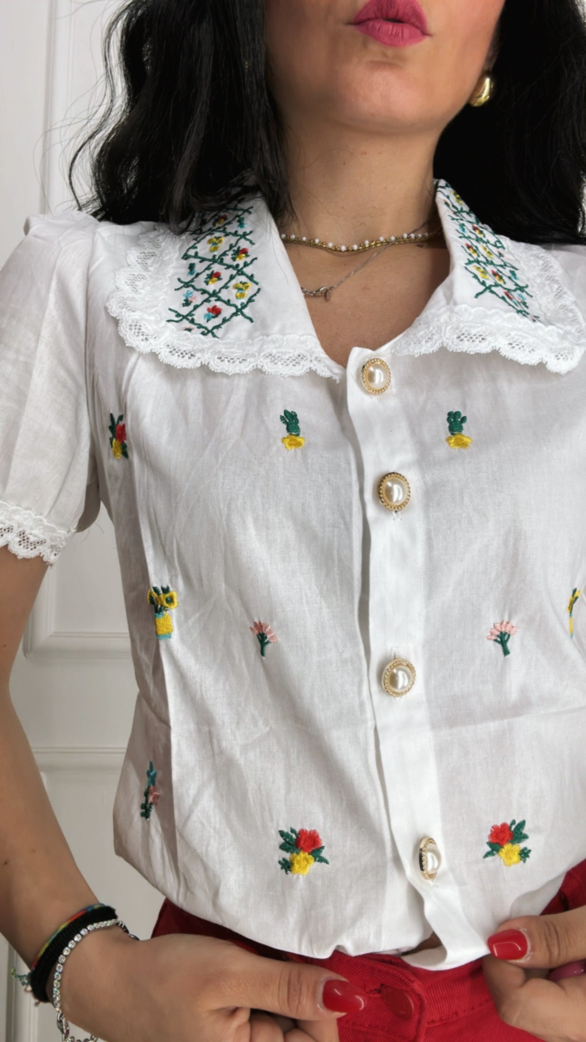 Camicia VASO DI FIORI - BIANCO