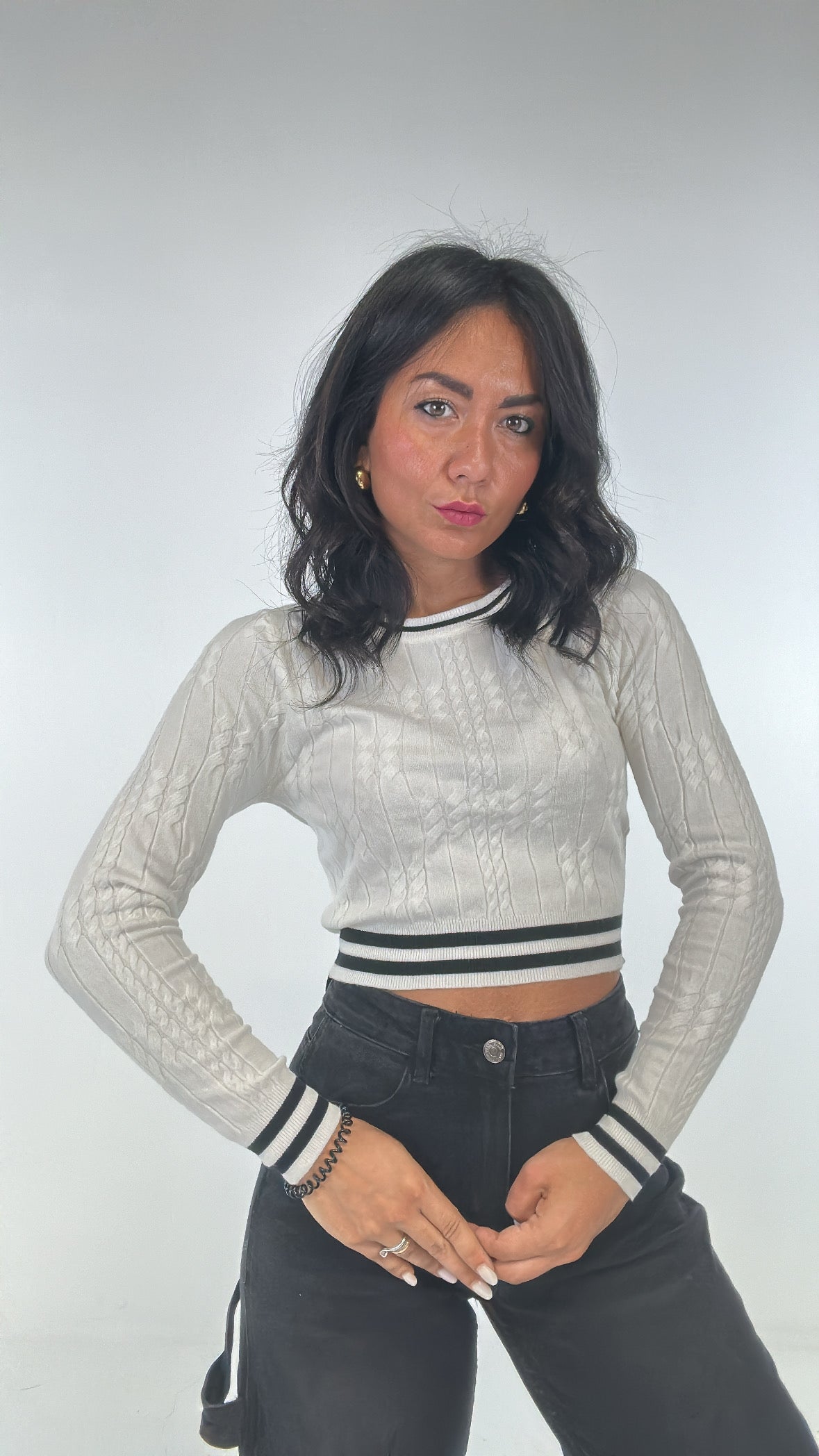 Pull CROP TRECCE BORDINO - PANNA